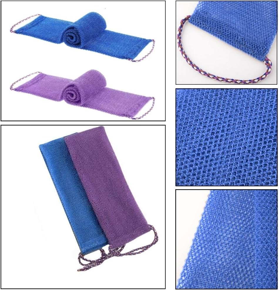 2 Pcs African Bath Net Sponge,Afzoryxn African Net Sponge, African Exfoliating Net Washcloth, Bathing Sponge Net, Long African Bath Sponge,African Exfoliating Net for Skin Smoother Daily Use.(Blue+Purple) image number 1