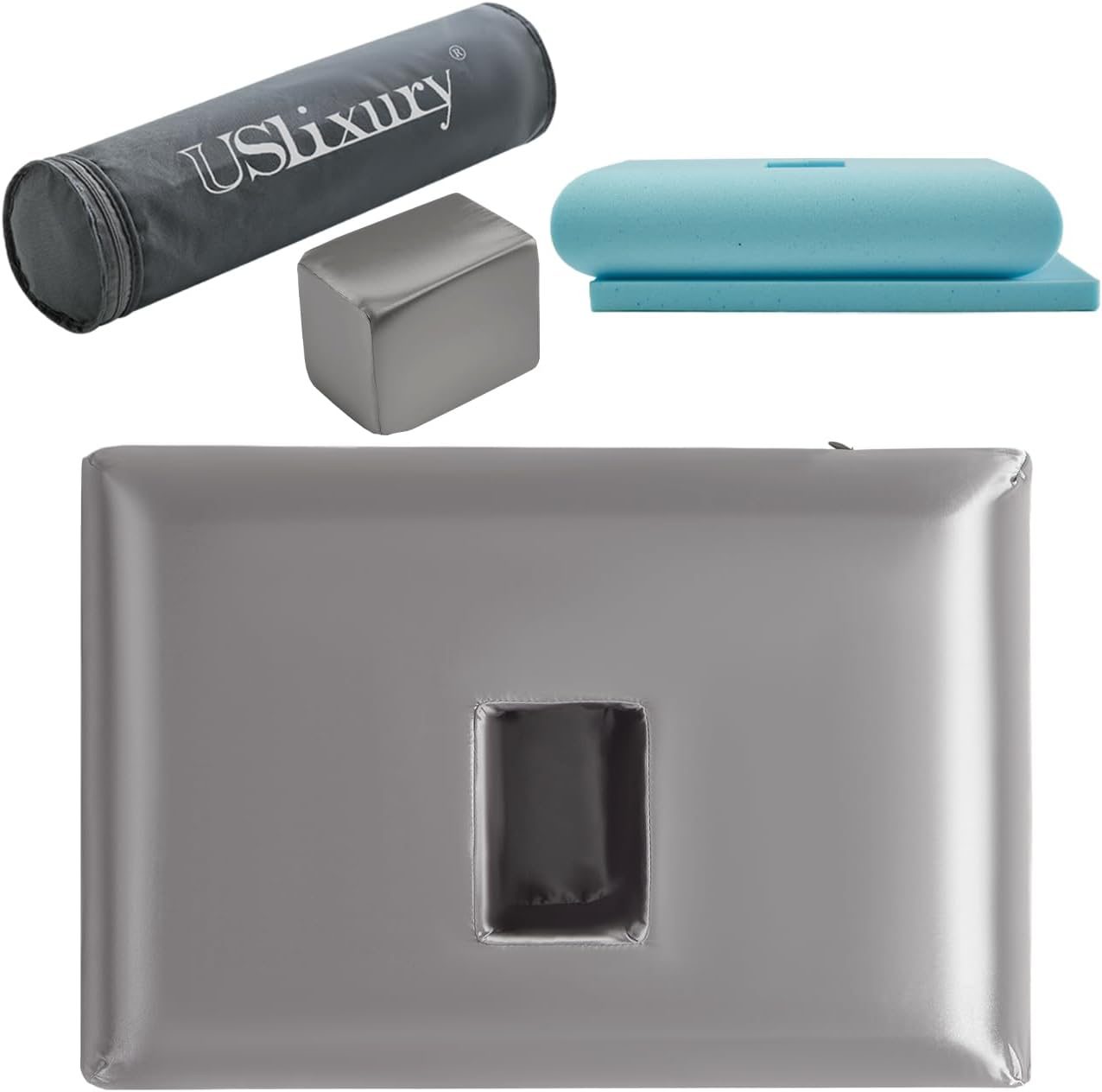 Uslixury Piercing Pillow - Ear Piercing Pillow with Foam Plug, 18X12 Large Donut Plilow with 4.7X3.2 off Center Ear Hole, Adjustable Peircing Plilow for Side Sleeper, Certipur-Us Memory Foam, Grey image number 1