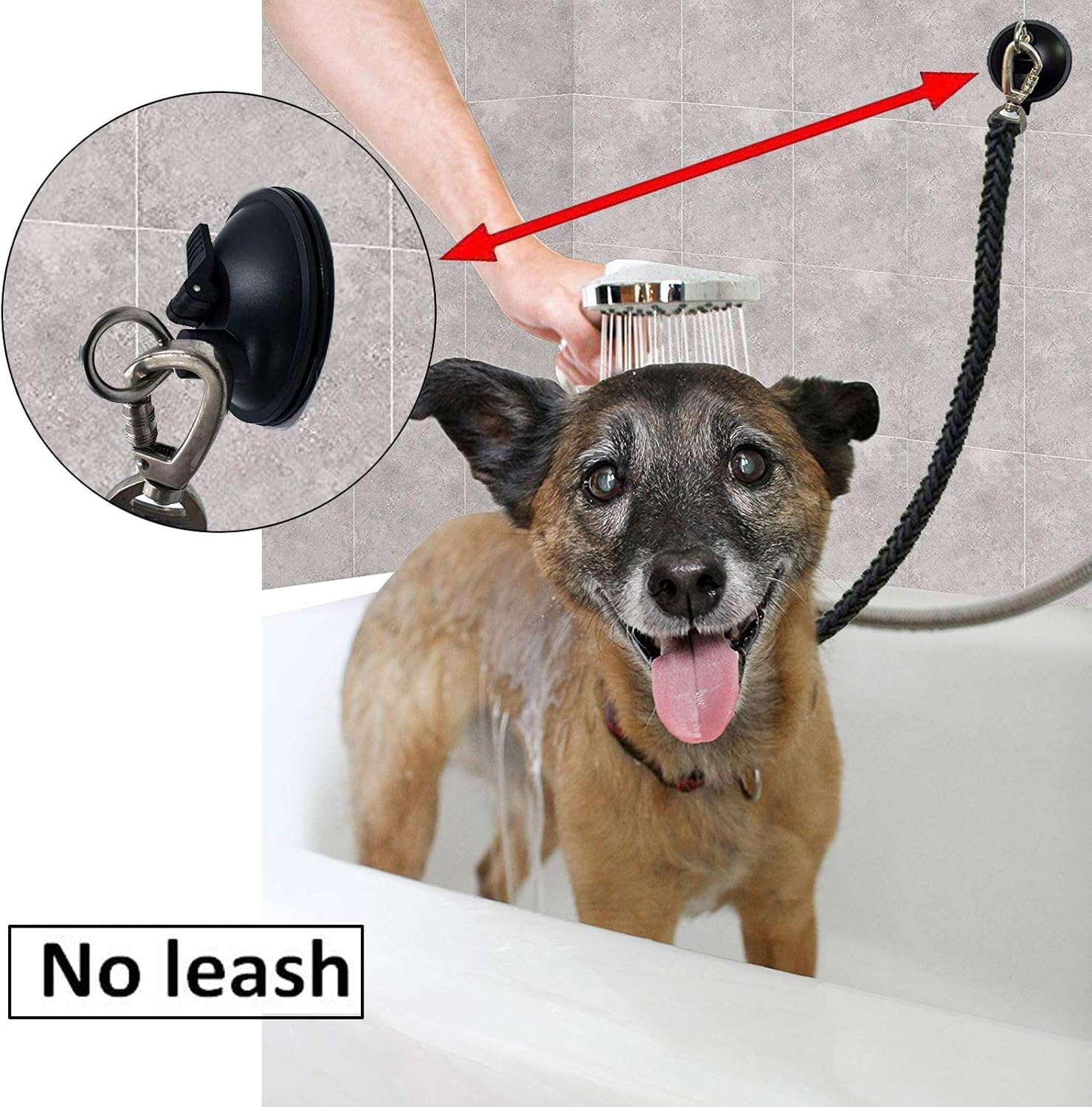 Powerful Suction Cup Hook Cleat for Pet Dog & Cat Bathtub, Shower & Bathing, Grooming Restraint Restraint Tether - No Leash image number 4