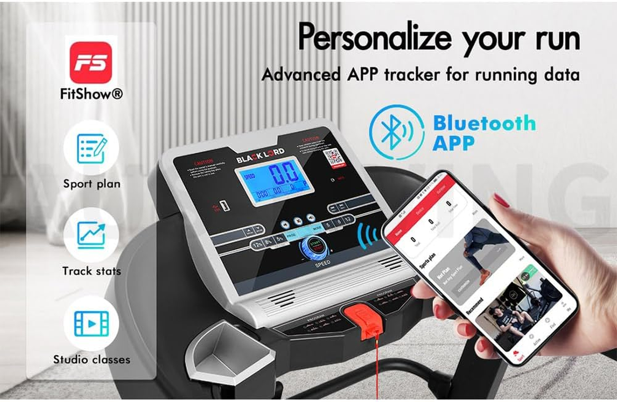 BLACK LORD Treadmill Foldable Running Machine Auto Incline Fitness Equipment 4.0HP Electric Exercise Walking Jogging Hiking Cardio Aerobic Trainer Home Gym Office Commercial (V620 plus Epic Series) image number 3