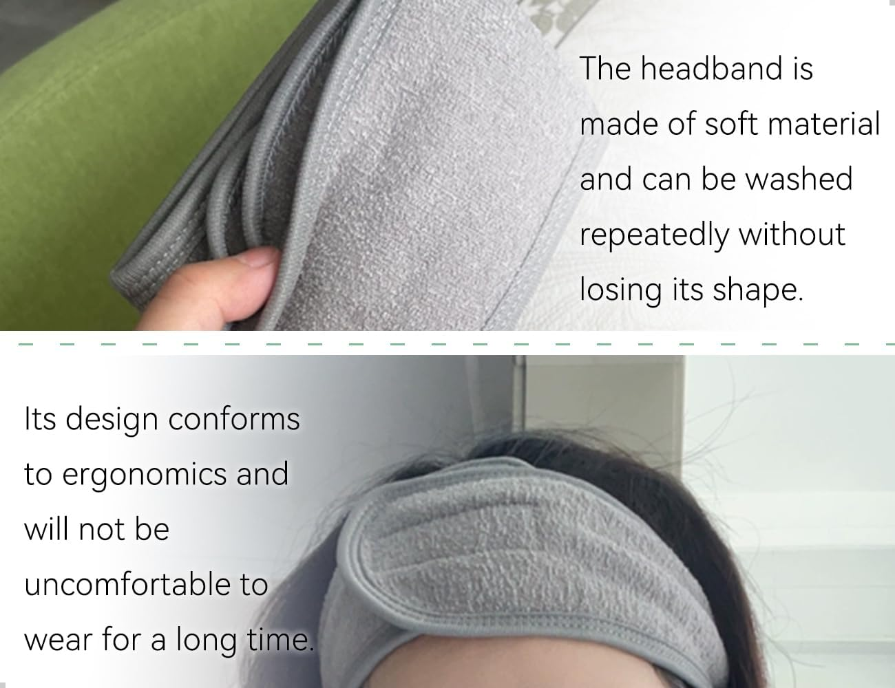 AOYEGIC Pack of 3 Cosmetic Hair Bands, Adjustable Headband for Make, Self-Adhesive Headband for Make-Up, for Sports, Make-Up, Wash Your Face (Black + White + Grey) image number 1