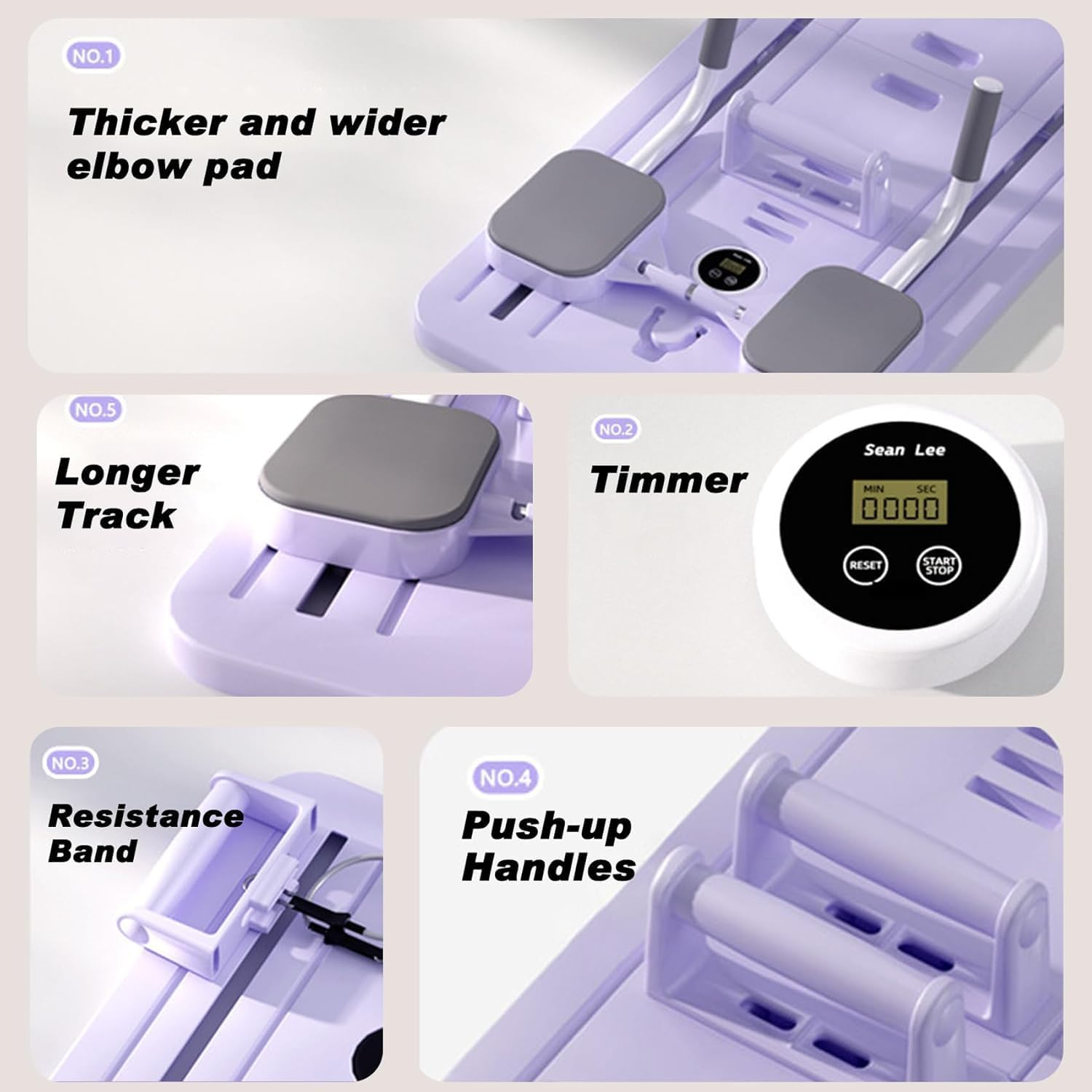 Foldable Pilates Board, 5 In1 Multifunctional Pilates Reformer Machine Set with Timer, Full-Body Toning Workout Core Exercise Equipment for Home Women Men image number 5