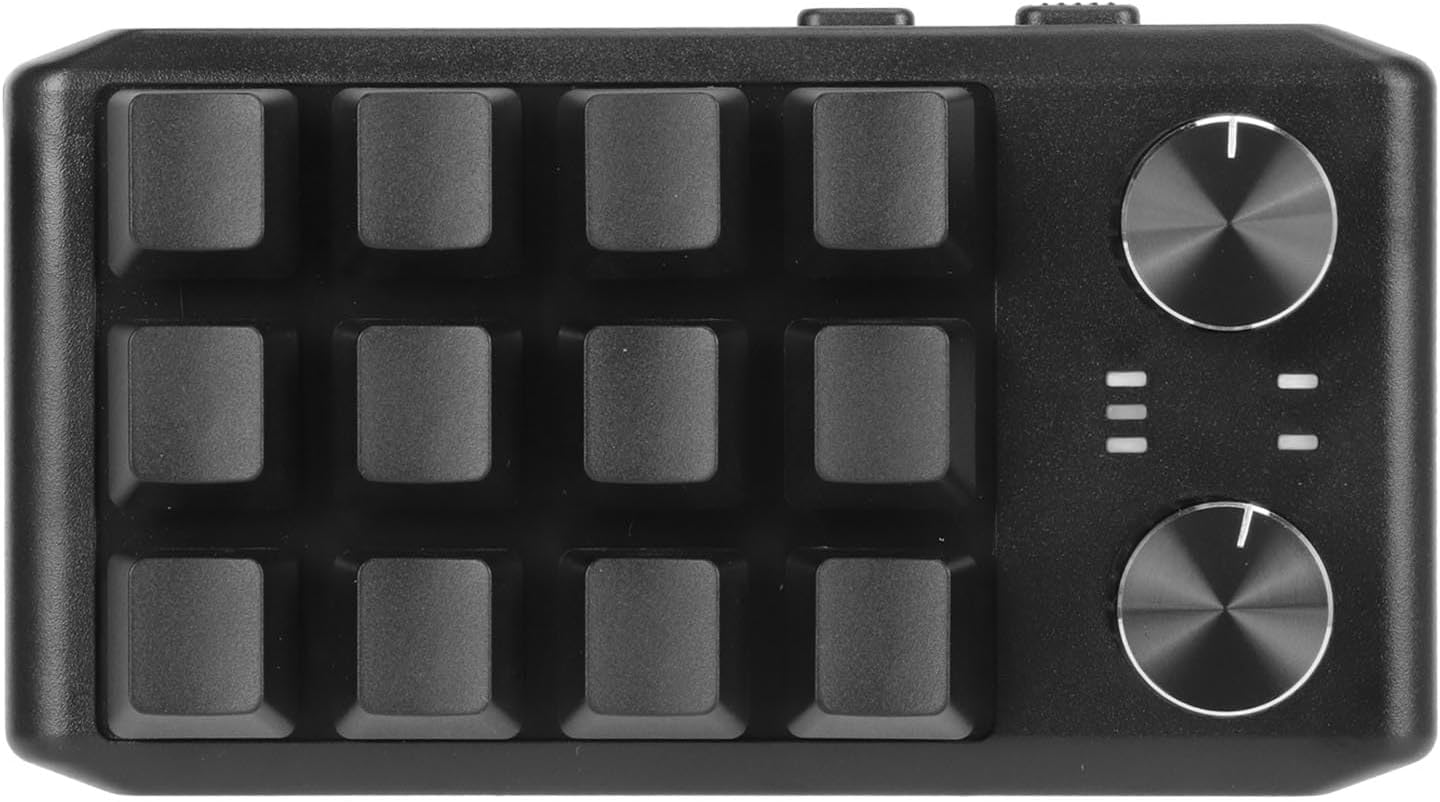 Programming Macro Keypad, Mechanical Macro Custom Keypad Multifunction 12 Keys 2 Knobs for Office (Wired USB) image number 4