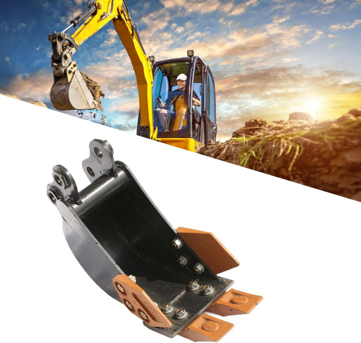Jectse 200Mm, Mini Excavator Bucket Metal 7.87In, 2 Tons Heavy Duty Digger Attachment with Alloy Steel Teeth, for 800Kg to 2000Kg Machines image number 6