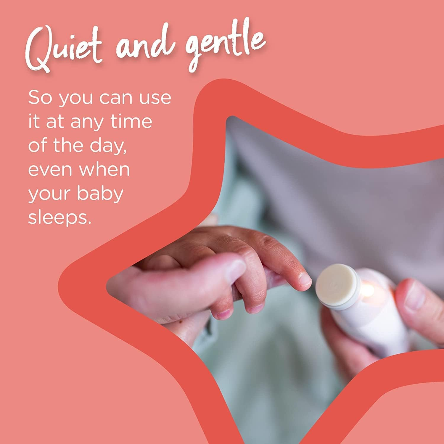 Tommee Tippee Electric Baby Nail File Trimmer, Battery-Powered Infant Nail Clipper with LED Light and Six Filing Heads for Baby and Adult Use image number 5