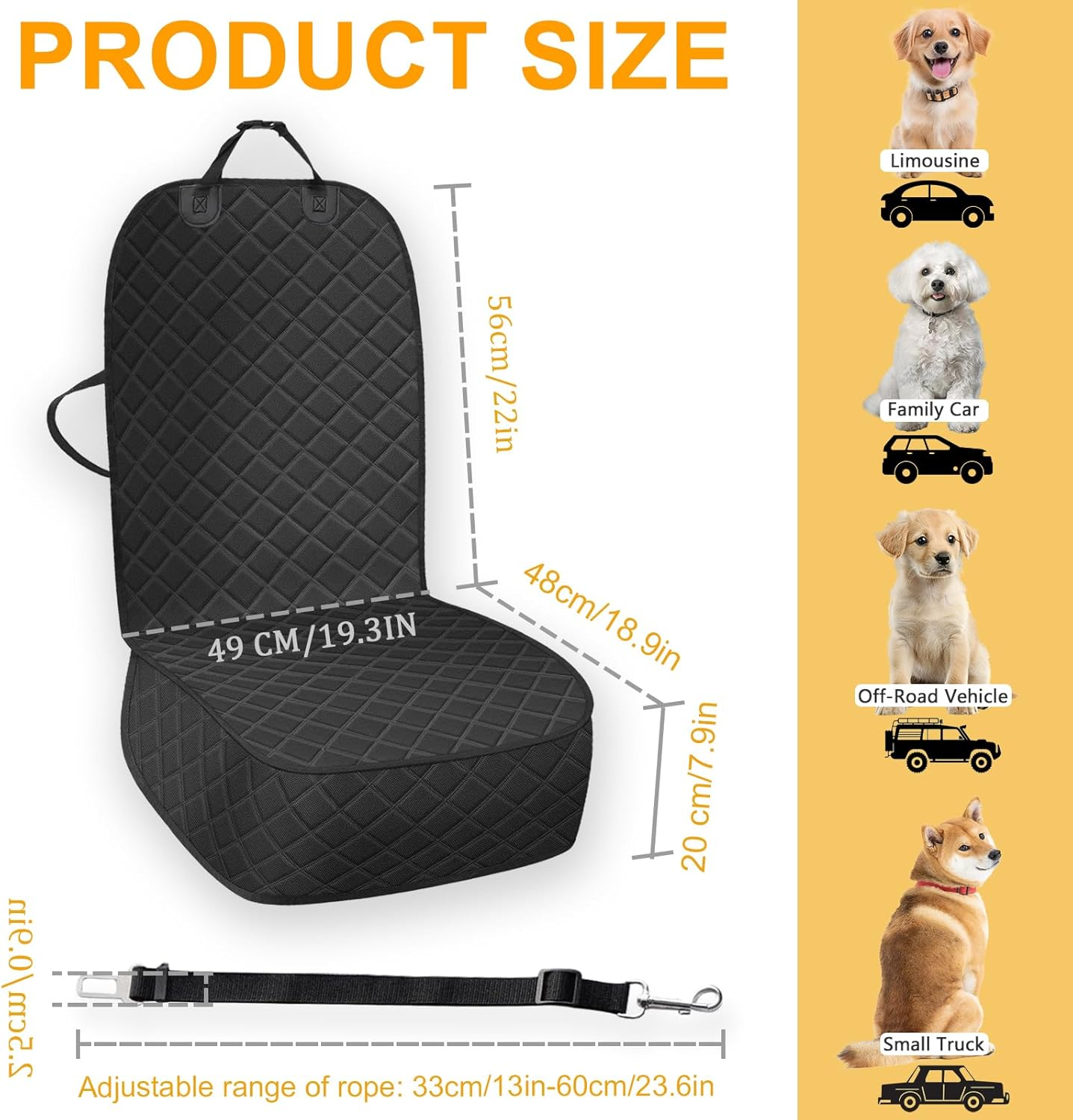 VBGURR Dog Seat Cover for Car, Waterproof Car Seat Protector for Dogs with Seat Belt, Ideal for Car, SUV, Truck, Car, Pet Blanket for Safe Transport image number 2