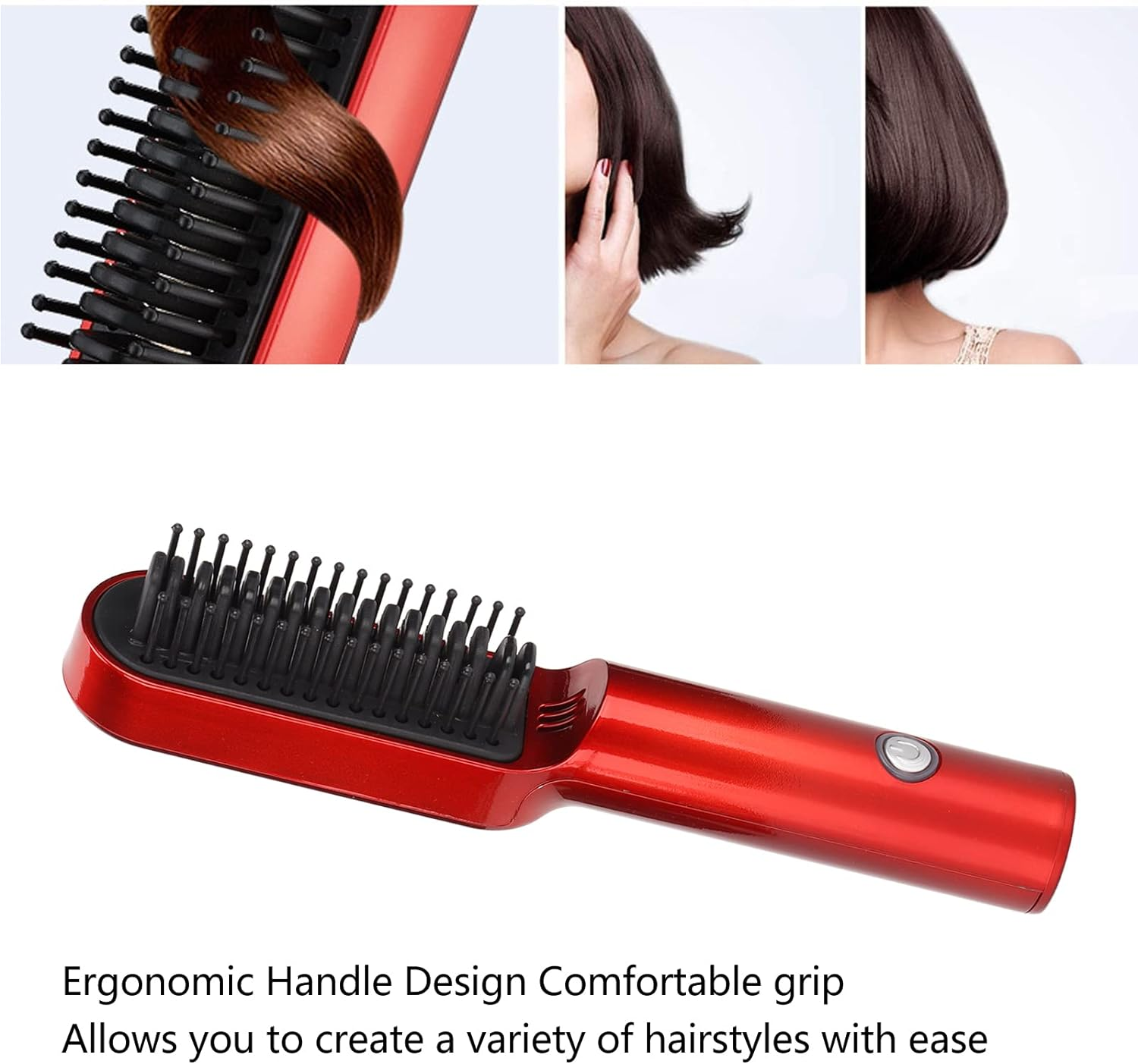 Hair Straightener Brush, USB Electric Heated Straightening Brush with Ergonomic Handle, Portable Hair Straightening Comb for Professional Salon at Home Travel, Safe Easy to Use image number 1