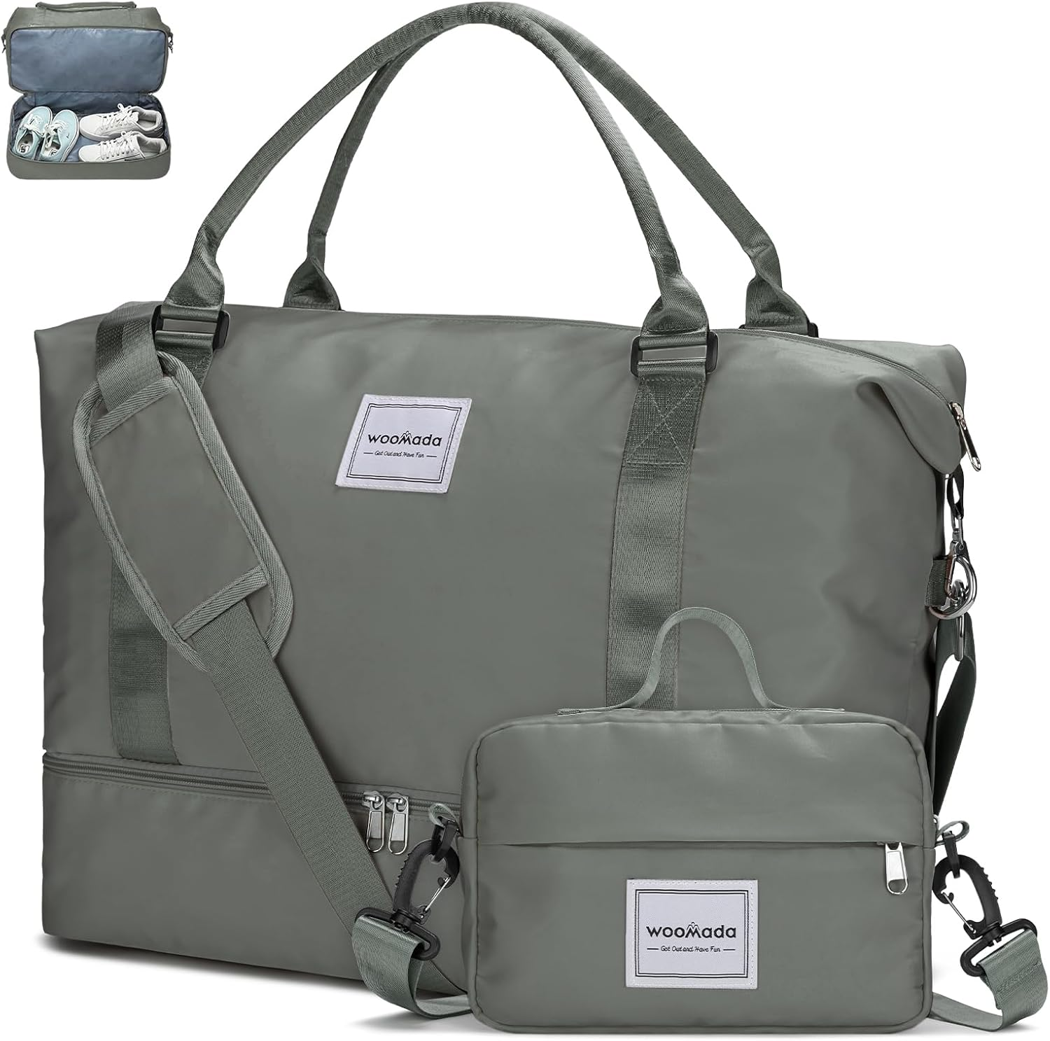 WOOMADA Foldable Travel Duffel, Weekender & Carry-On Bag with Expandable Space, Lavender Checkerboard