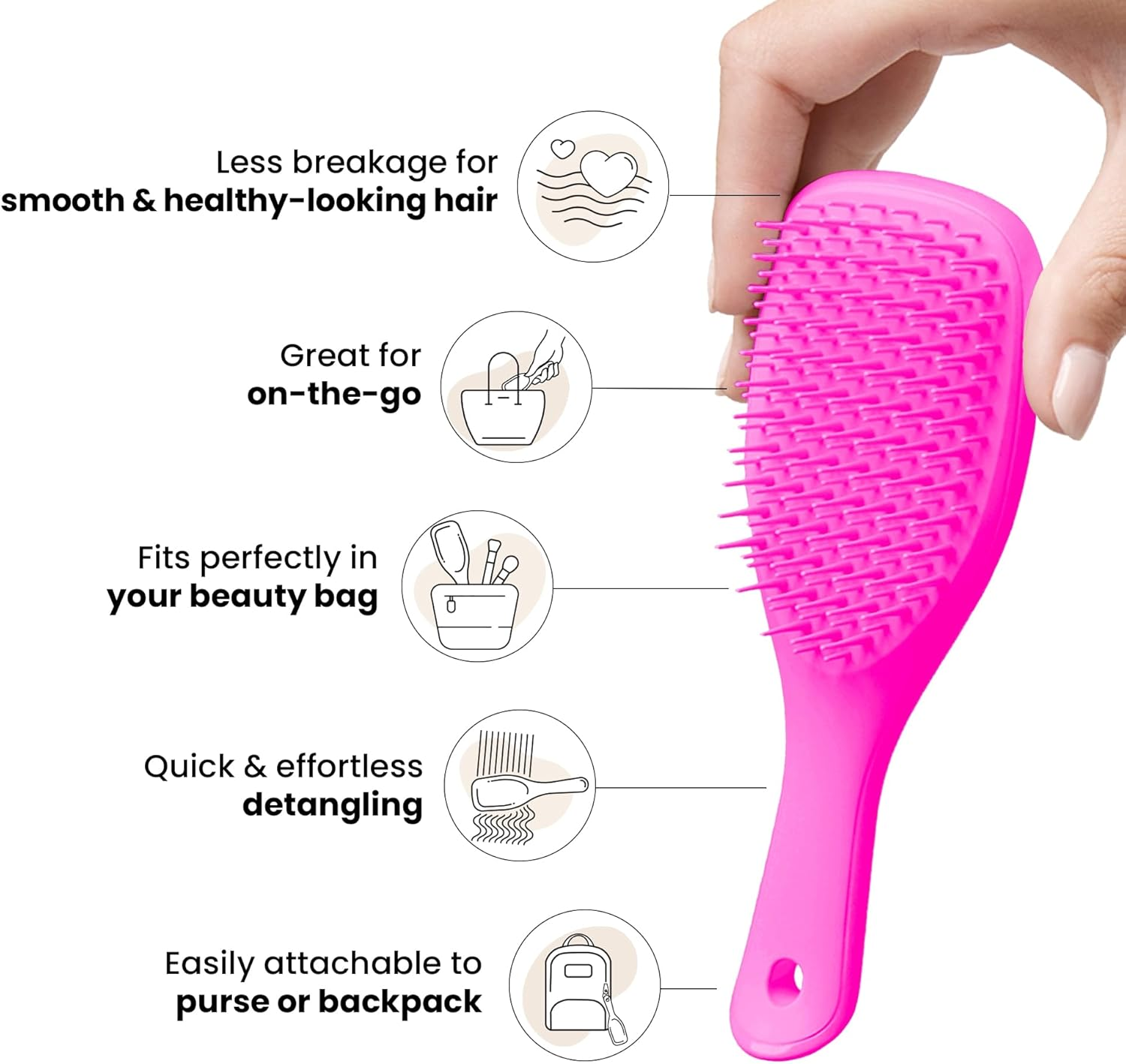 Tangle Teezer Mini the Ultimate Detangler Hairbrush |Gentle on Wet Hair | Two-Tiered Teeth & Comfortable Handle | Ideal for Kids and Travel | Reduces Knots & Breakage | Runway Pink image number 1