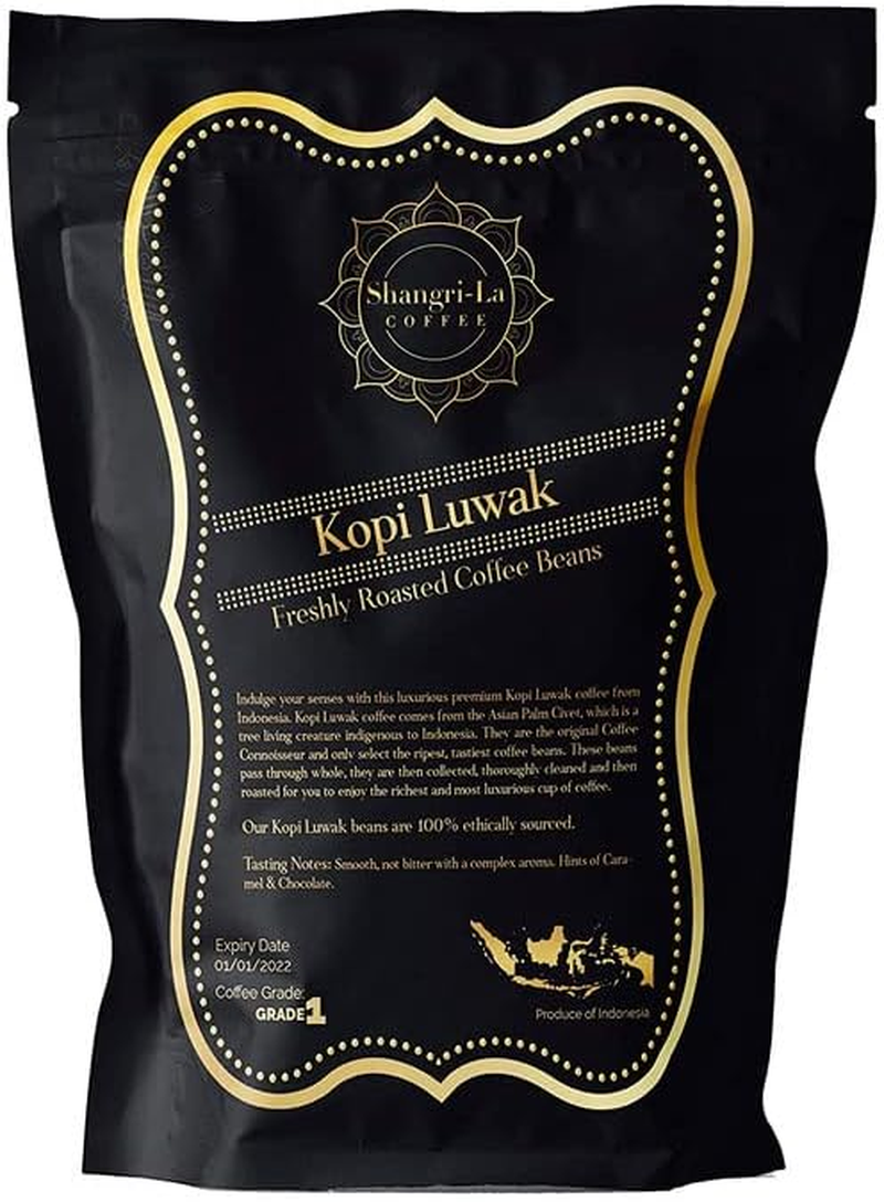 Shangri-La Coffee - Wild Kopi Luwak Coffee Whole Beans - Ethically Sourced - 250 Grams (Other Weights & Bean Types Available) - Produce of Indonesia image number 3