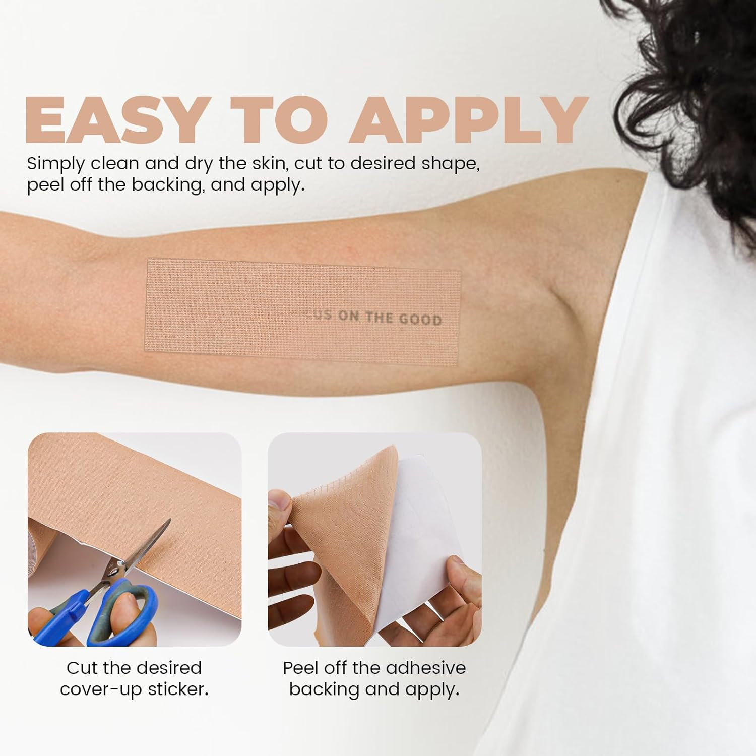 Sekonow Tattoo Cover up Tape, 3.9In X 16.4Ft, Breathable Tattoo Cover up Patch, Ultra Thin Elastic Cuttable Sticker, Ideal for Covering Big Tattoos Scar, Beige image number 3