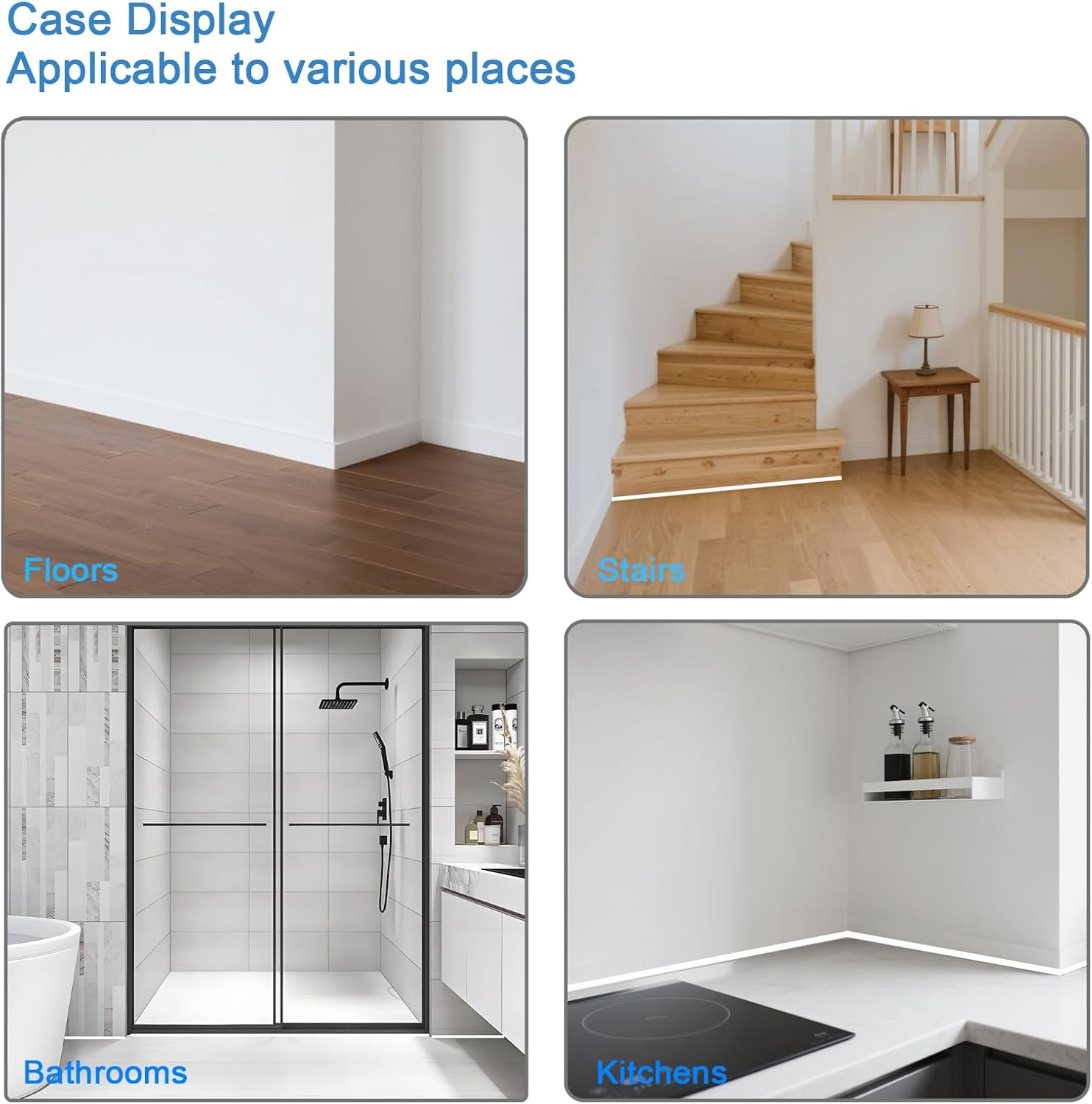 5 Meters Floor Edge Trim Self-Adhesive, Moulding Trim Flexible Quarter Round, PVC Corner Trim, Peel and Stick Wall Moulding Panel Frame for Wall Corner, Skirting Board, Ceiling, Floor (White) image number 1