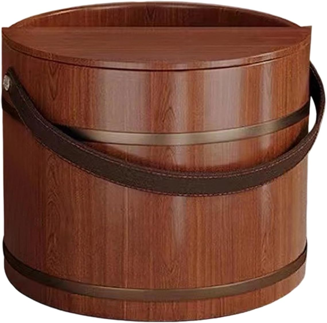 Foot Bath Tub | Massaging Reusable with Lid | Foot Soaking Bucket Wood Tub - for Sauna Laundry Home Hands Washing Bathroom Bedroom Dorm Apartment Spa Center image number 5