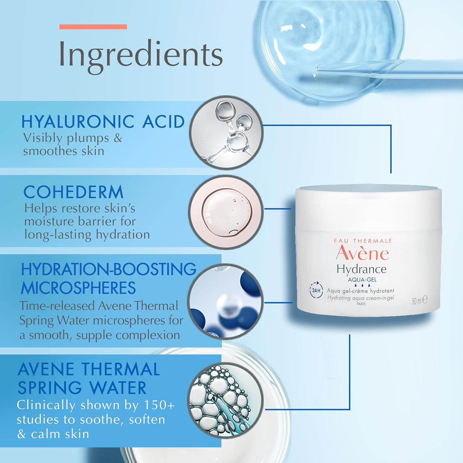 Avene Hydrance AQUA-GEL Hydrating Aqua Cream-In-Gel - for Dehydrated Sensitive Skin 50Ml image number 4