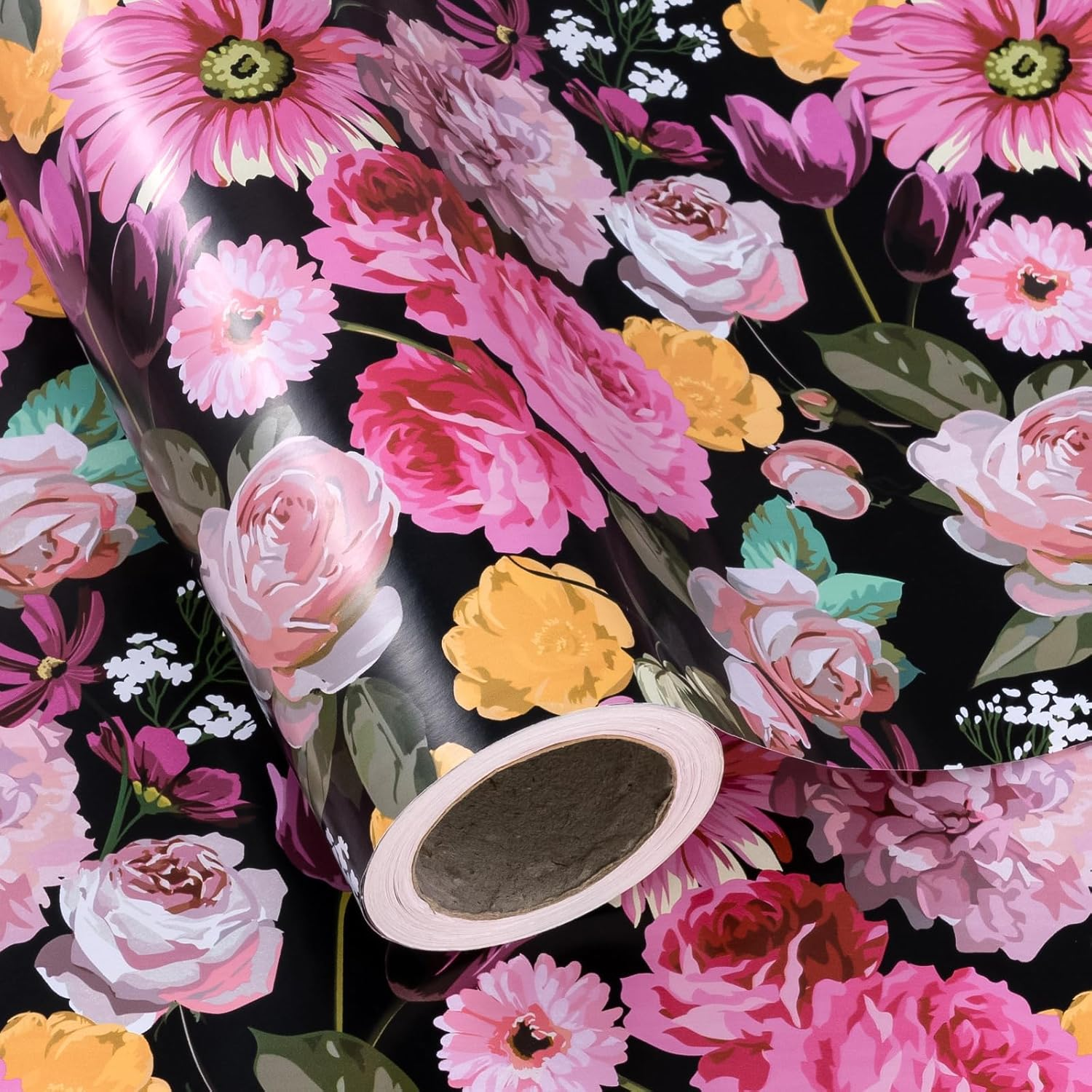 WRAPAHOLIC Wrapping Paper Roll - Mini Roll - 17 Inch X 33 Feet - Floral Design for Mother'S Day, Birthday, Wedding, Baby Shower Yellow BZP-17-JD-FLOY ,1 ,1.0 Count