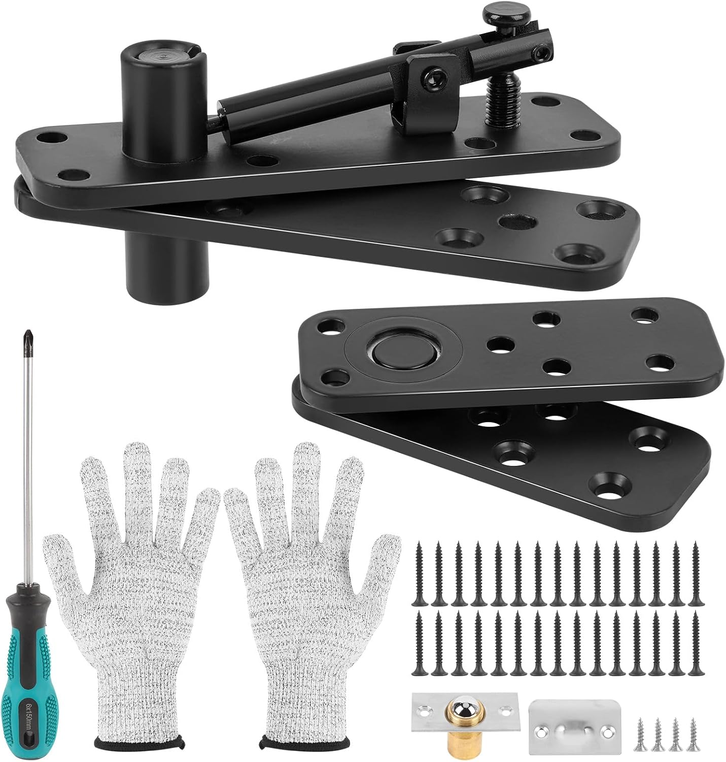 Hidden Door Hinge, 360&deg; Swing Pivot Hinges, 570Lbs Load-Bearing, Silent Operation, Stainless Steel Door Hinge Hardware Kit, Black Heavy Duty Door Hinges for Secret Door or Hidden Door Bookcase image number 2
