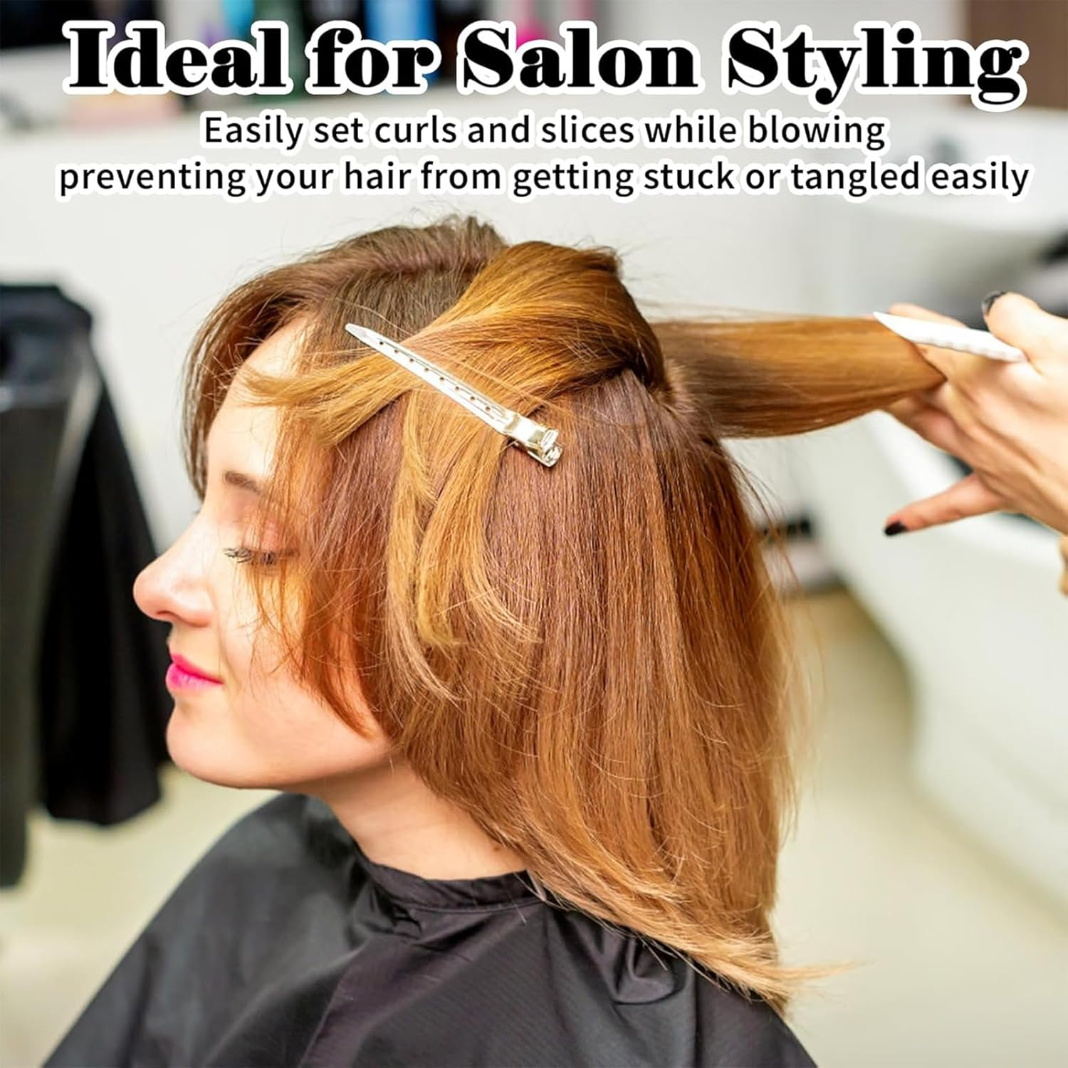 24 Silver Metal Duck Billed Hair Clips Silver for Styling Sectioning, 3.5-Inch Rust Resistant Metal Crocodile Skin Roll Hair Clips, Used for Hair Dyeing, DIY Bow Tie, Hair Extensions Salons ,Curls & Long Hair