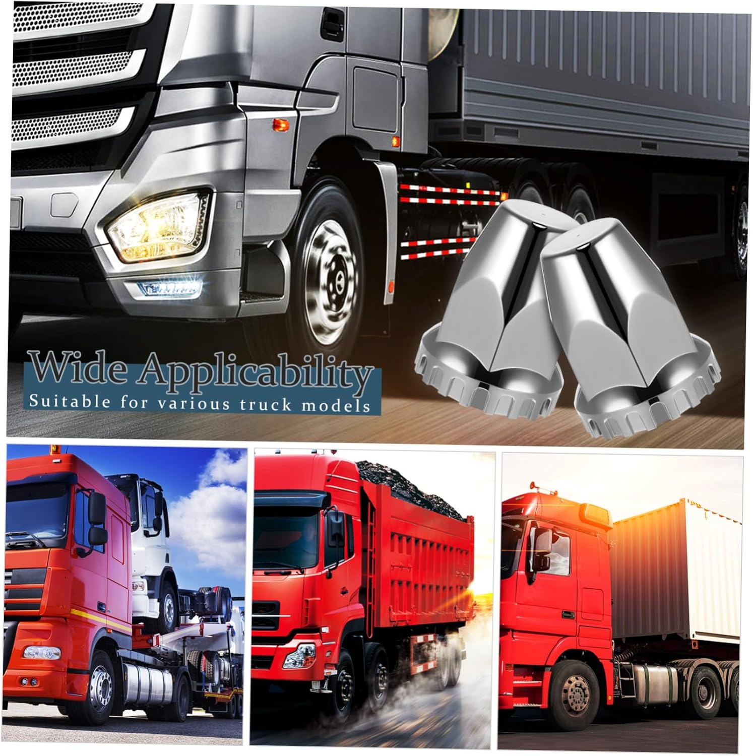 Anneome 20Pcs Semi Truck Lug Nut Covers Plastic Chrome Lug Nut Caps Trailer Car Accessories image number 1