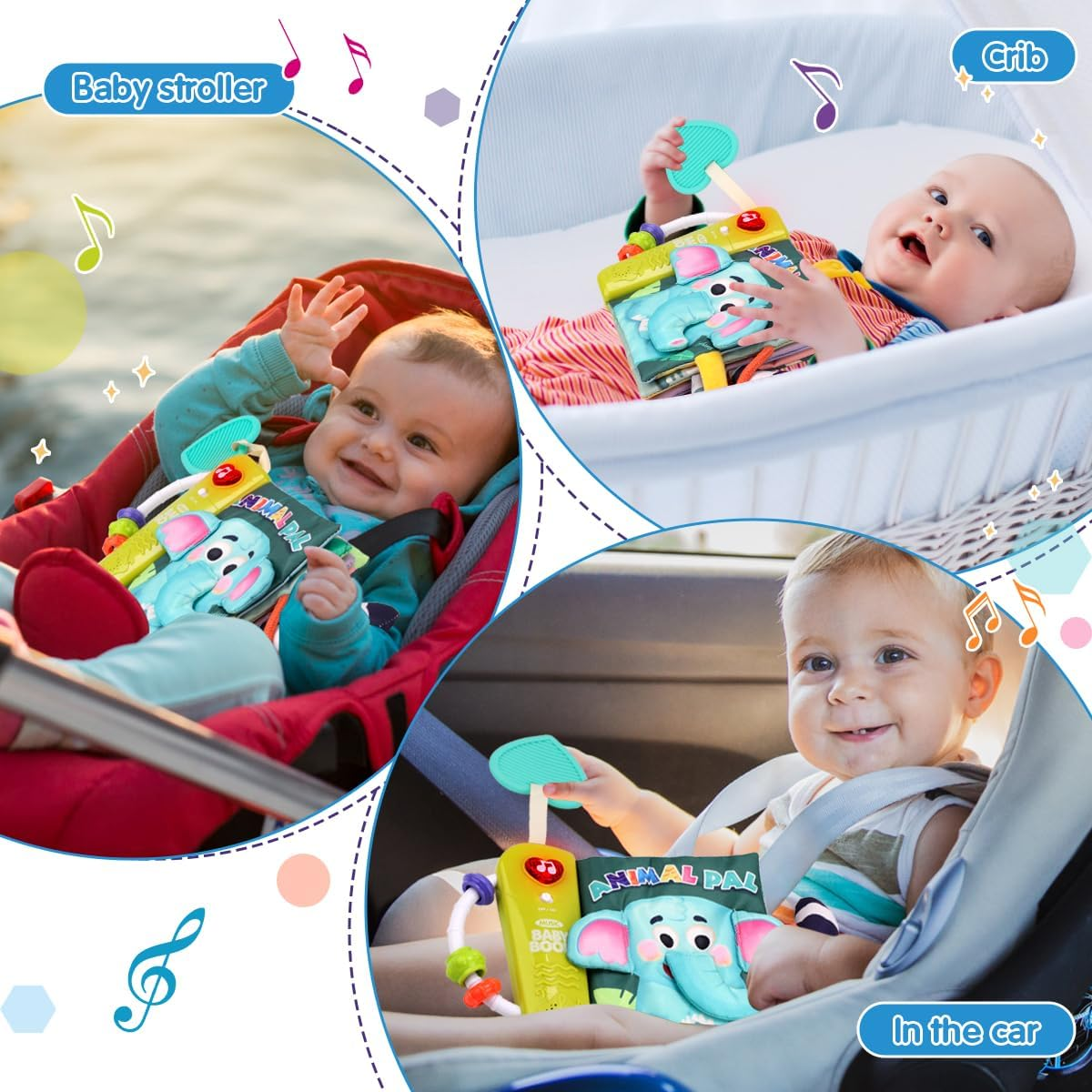 REMOKING Baby Books 0-3-6-12 Months,3D Touch and Feel Crinkle Cloth Book for Baby Infant, Sensory Toys Tummy Time Books W/Music,Mirror,Teether,Colorful Beads,Baby Shower Gifts,Stroller Travel Toys image number 1