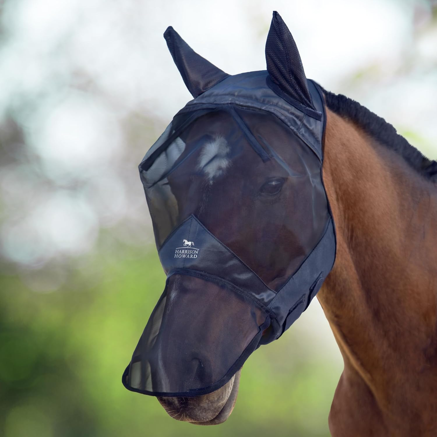 Harrison Howard Caremaster Fly Mask Long Nose with Ears Piano Black
