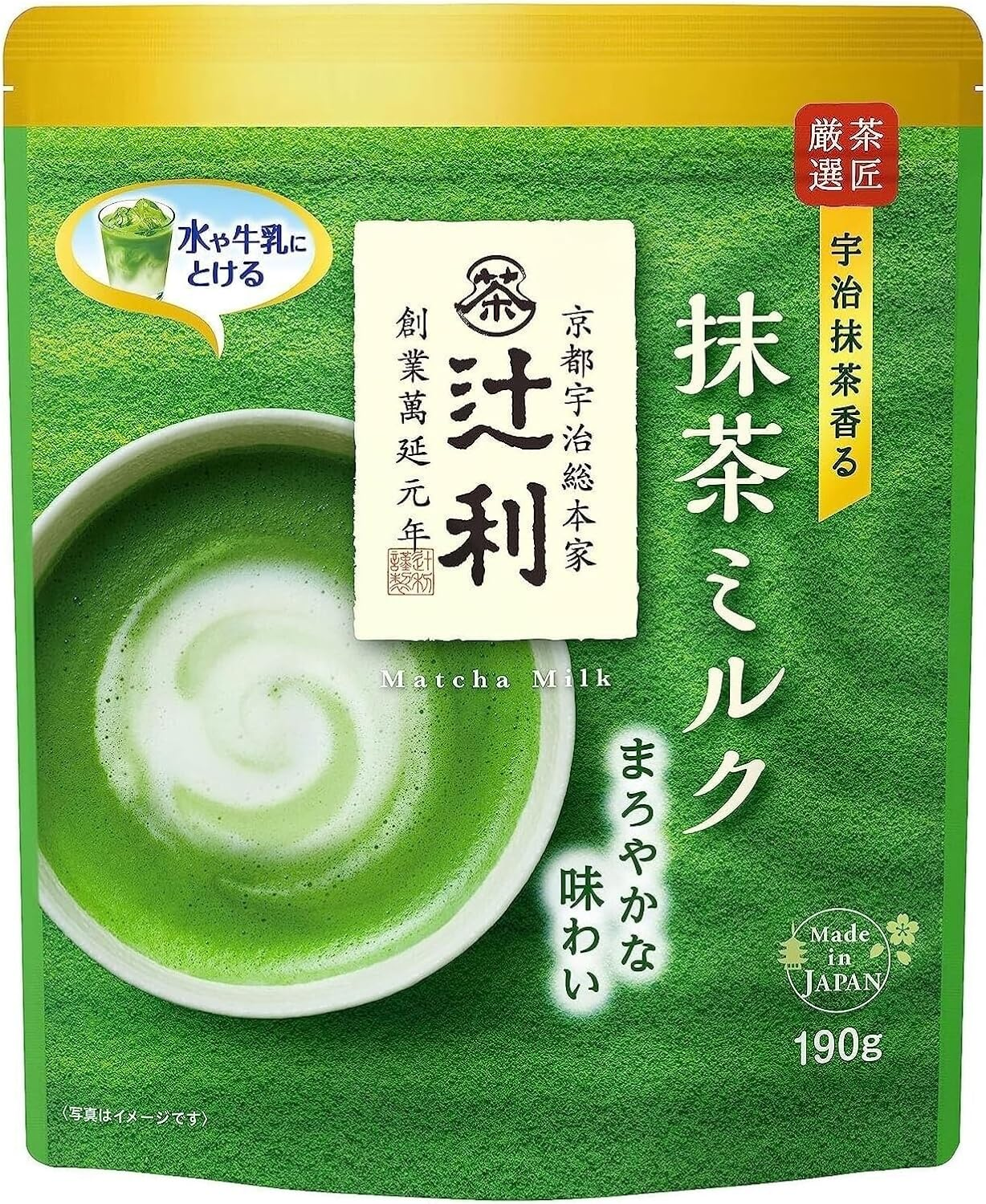 Tsujiri Matcha Green Tea Milk Powder, 190G, Japanese Uji Mild Latte Mix image number 1