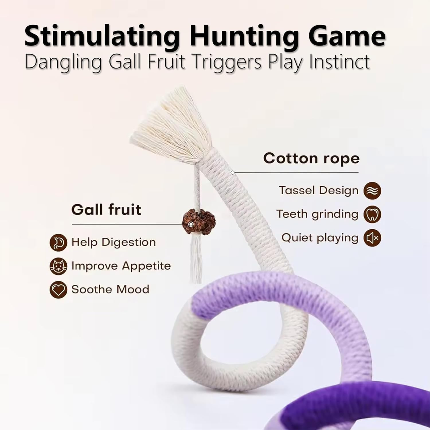 3 PCS Cat Chew Toys Rope Set, 27.56" Natural Sisal & Cotton Rope Cat Toys with Catnip, Pet-Friendly Teething & Oral Care Toys for Indoor Cats and Kittens image number 1