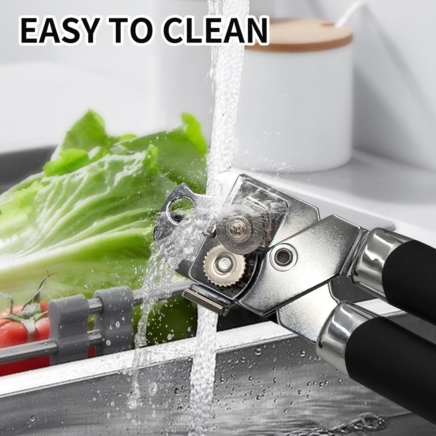 Can Opener Manual, Stainless Steel Handheld Heavy Duty Can Opener, Sharp Blade Smooth Edge, Comfortable Handle, Can Openers with Multifunctional Bottle Opener image number 3