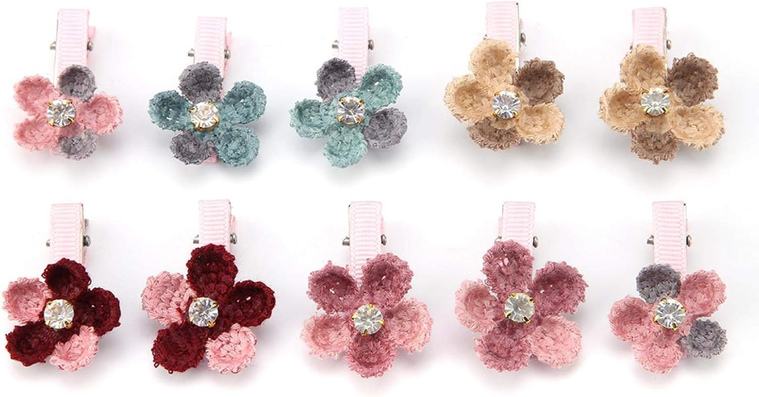 EVTSCAN 10/Lot Hair Accessories for Pets Puppy Dog Cat Grooming Floral Hairpins Hairs Clips image number 4