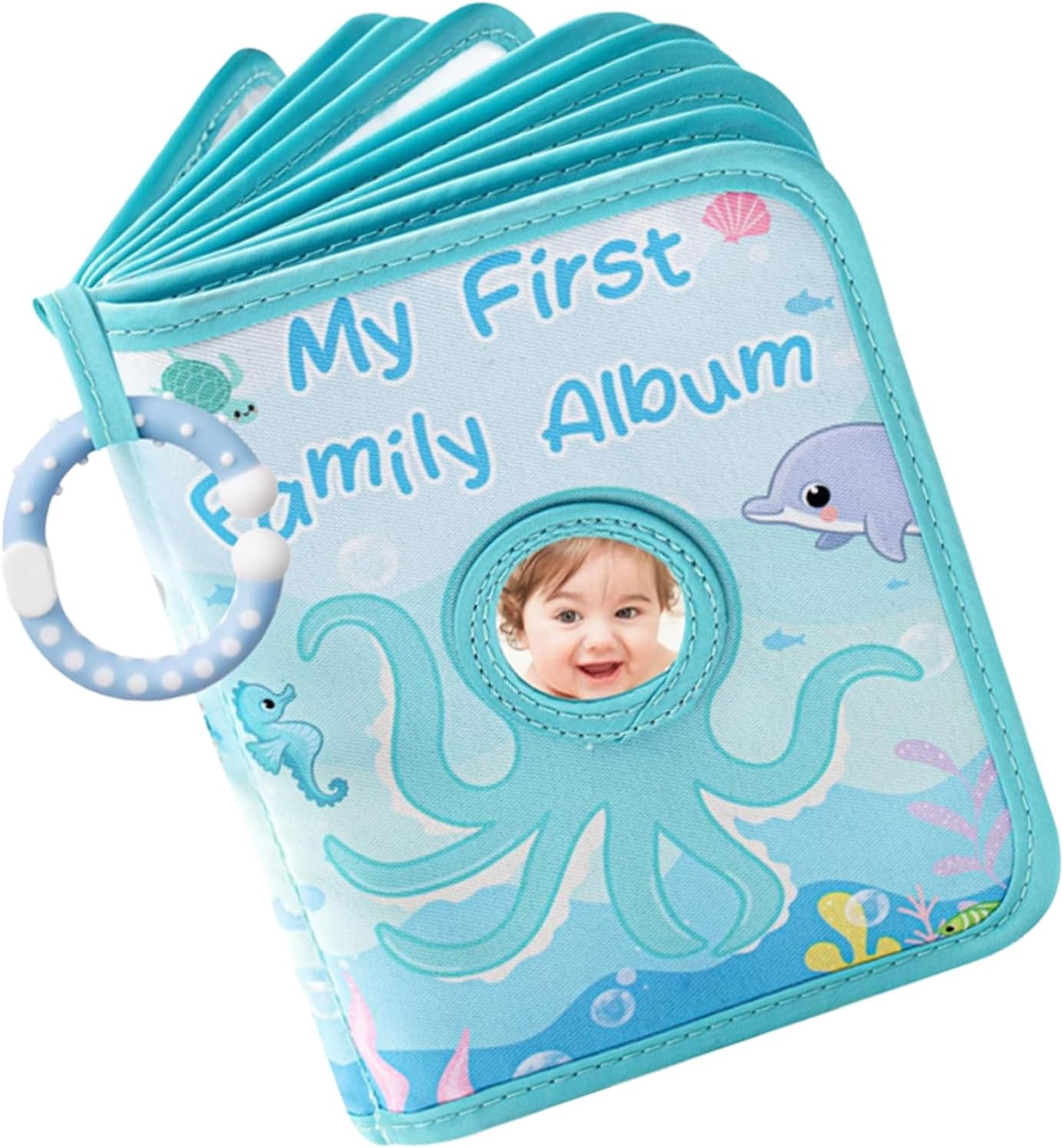 Photo Book for Baby | First Year Baby Book - Octopus-Themed Soft Cloth Holds 4X6Inch Photos Album for Home Girl Parents Boy Grandparents Kids image number 2