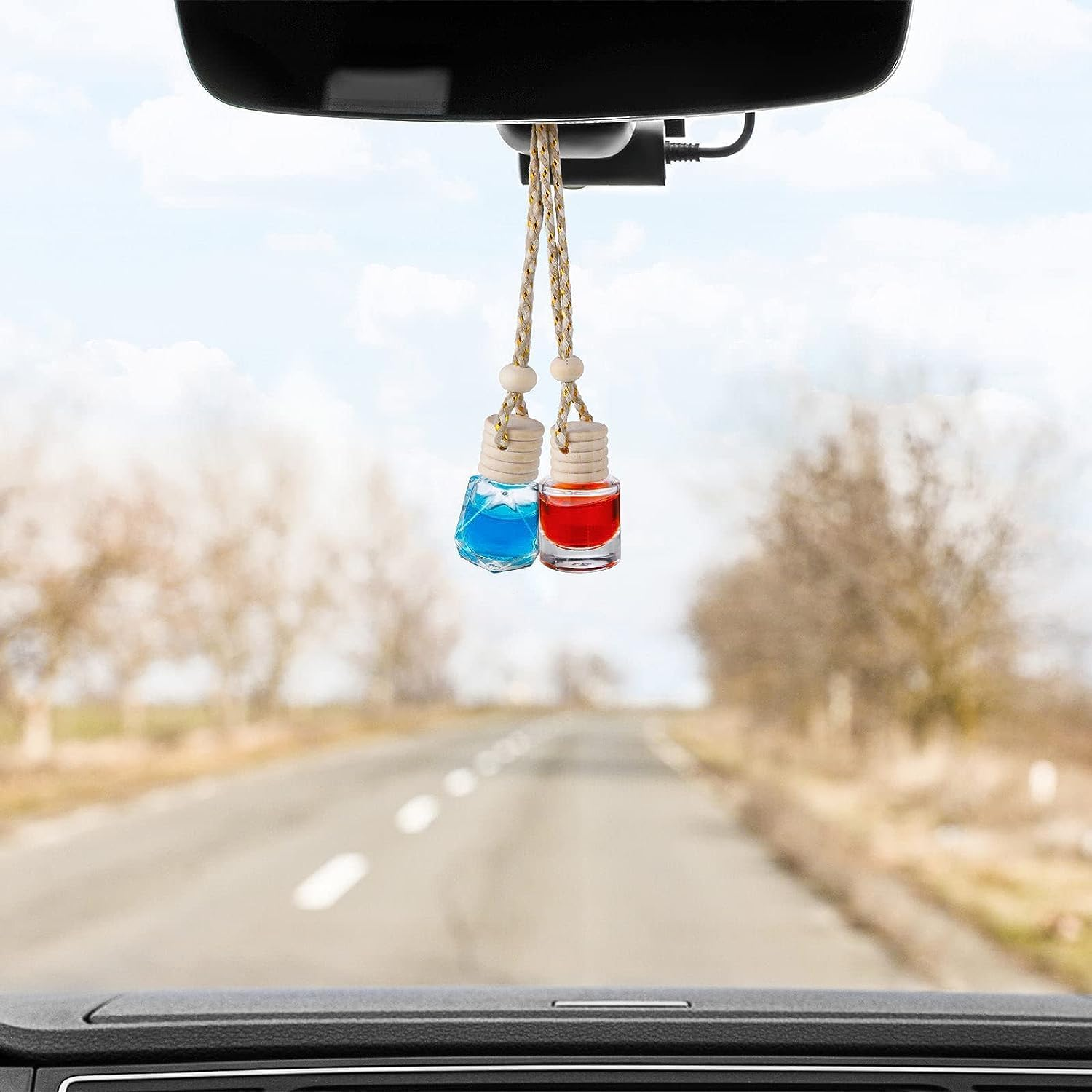 6 Pcs Car Air Freshener Perfume Bottle Empty Bottle Pendant Air Freshener Ornament for Essential Oil Aromatherapy Storage, Empty Refillable Home Car Air Freshener Vials (8Ml) image number 3