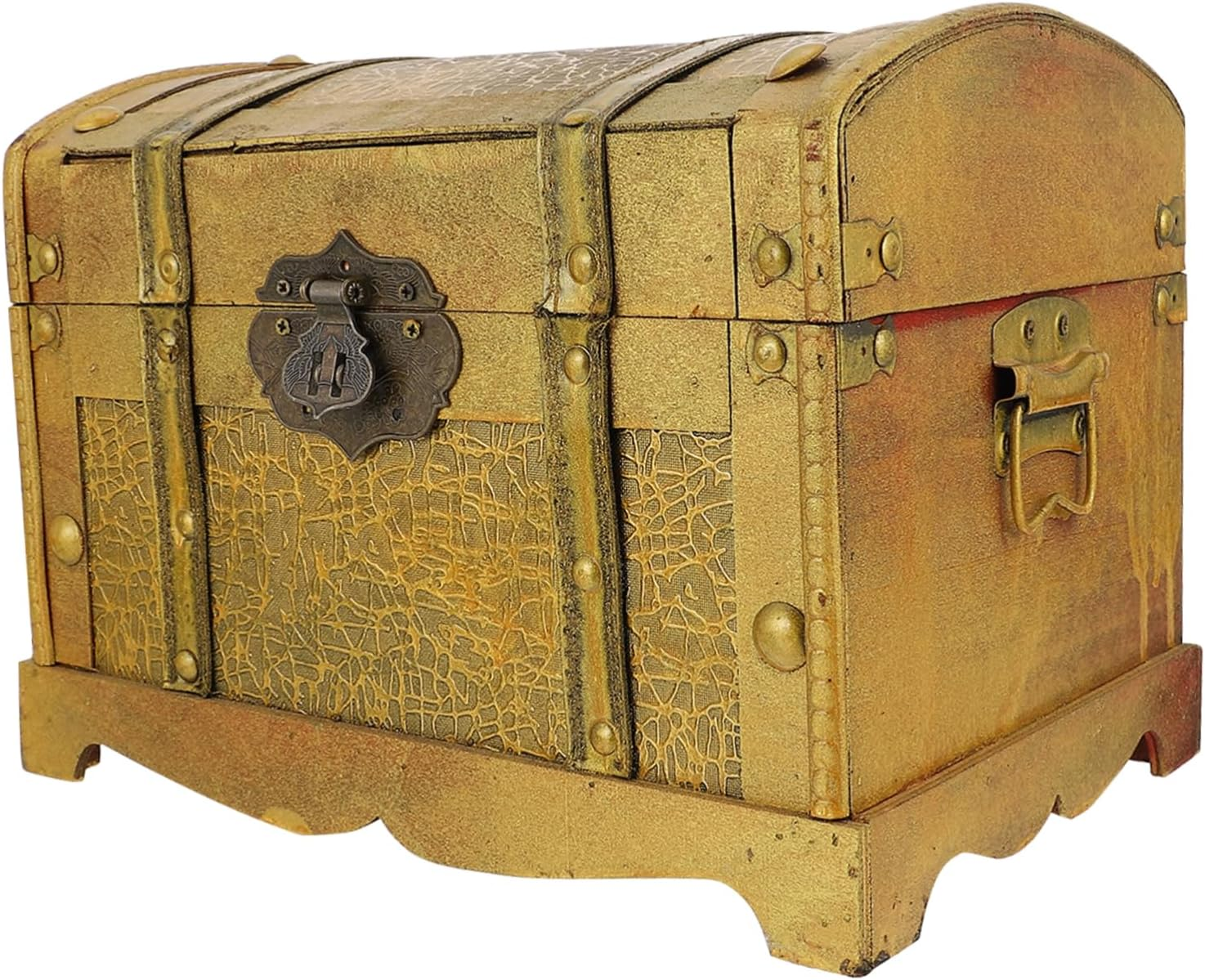 Vintage Pirate Treasure Chest Large Storage Box Lock Distressed Wooden Treasure Box for Jewelry and Decorative Display