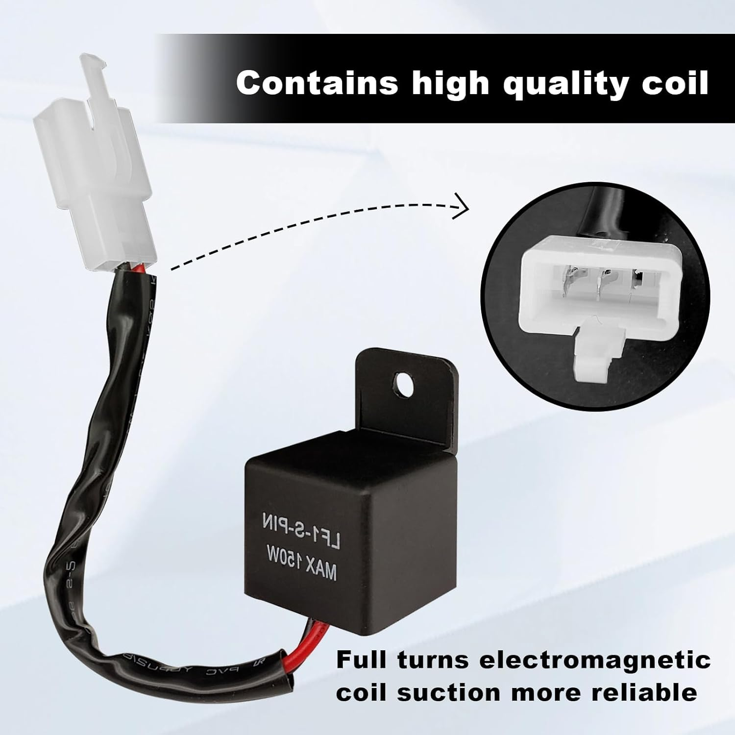 LED Flasher Relay 2-Pin, 12V Relay for Car LED Flash Turn Signal Relays, Adjustable Flash Rate Flasher Relay Wiring Connectors Kit for Fix Motorcycle Turn Signal Bulbs Hyper Flash(1Pcs image number 2