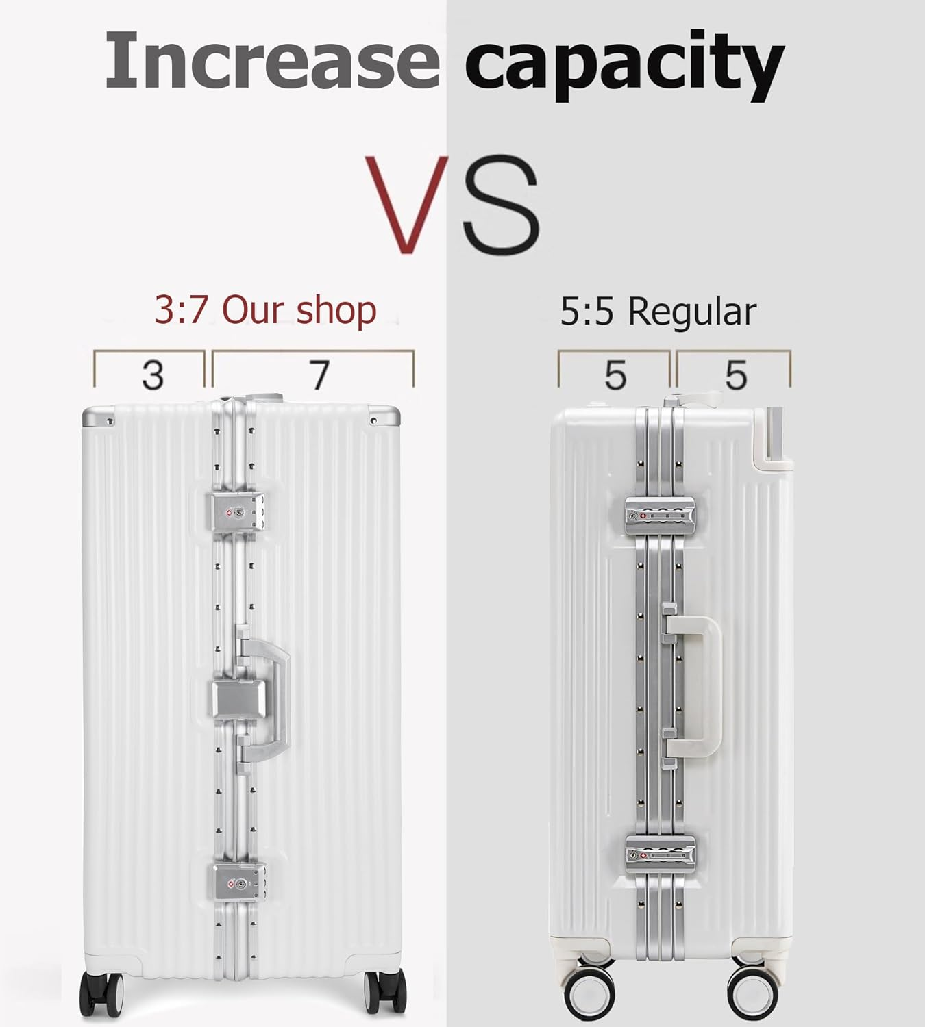 Feilario Aluminum Frame Hardside Spinner Wheels Luggage, Zipperless Checked Super Large Captain Suitcase with Cup Holder/Phone Holder, A-White, 30In, DF-1931 image number 2