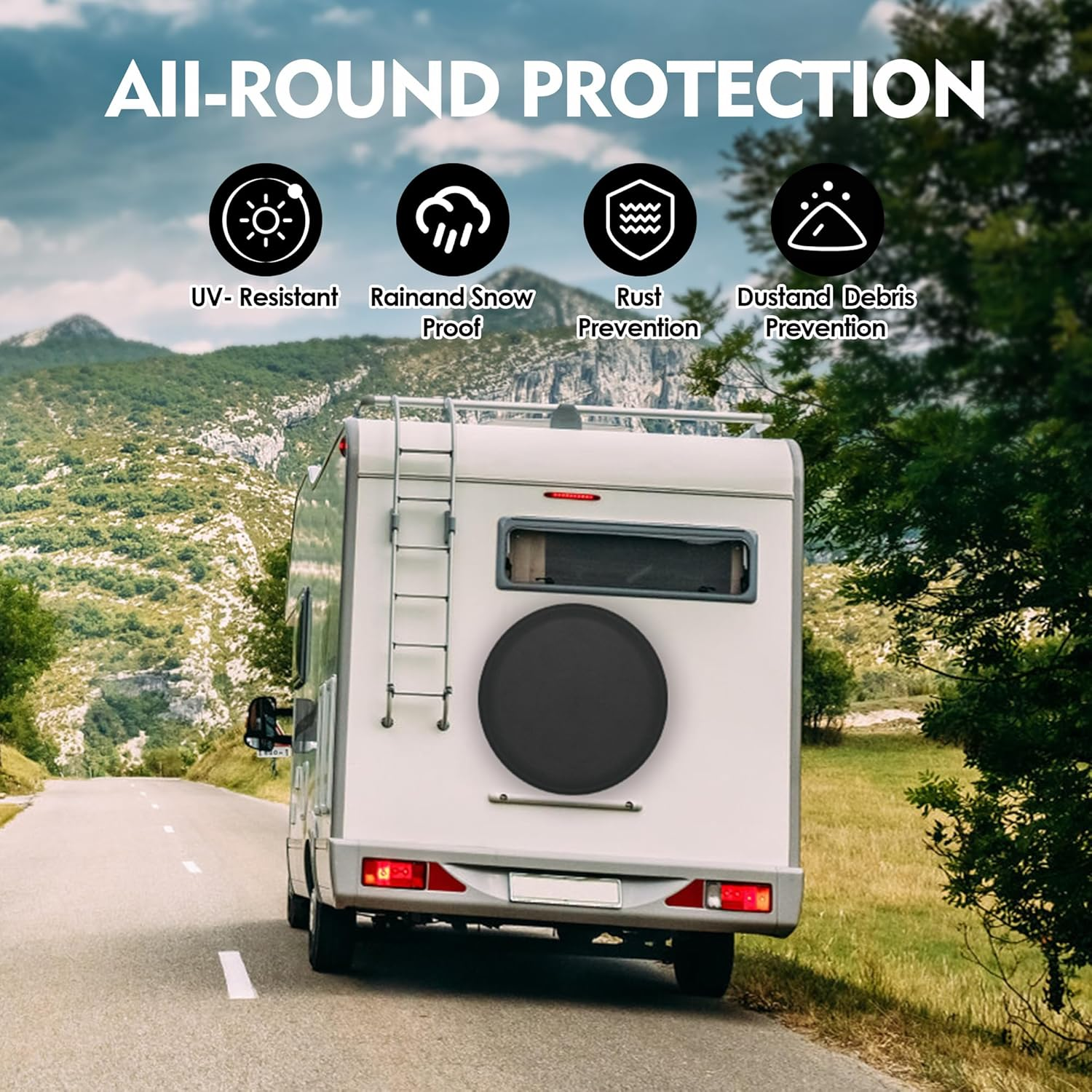 K-Musculo Spare Tire Cover, RV Spare Tire Cover, Waterproof Anti-Uv Tire Cover RV Accessories for Rv/Truck/Trailer/Suv. (Black 27"-29" Dia) image number 5