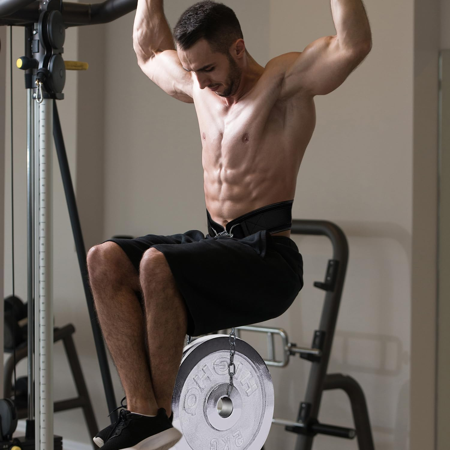 Tenshioy Dip Belt with Chain for Weightlifting, Pull Ups, Dips - Heavy Duty Steel Chain for Added Weight Training Powerlifting, Squat, Bodybuilding, Heavy Duty Steel, Workout image number 4