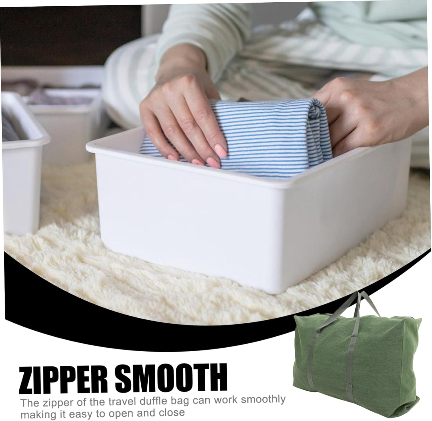 Outanaya Large Capacity Travel Duffle Bag Canvas Luggage Olive Green Military-Style Heavy Duty Carry Handle Weekender Bag for Moving Storage and Travel Random Color image number 6