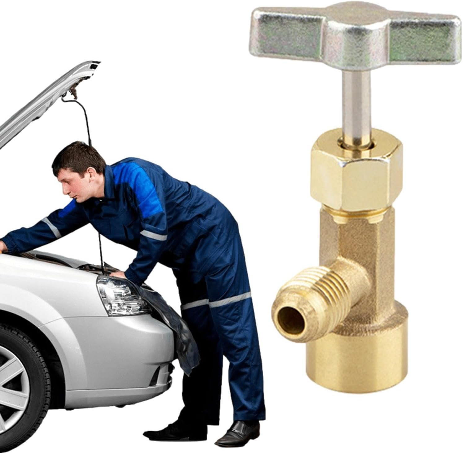 ALASSE R134A Can Tap, Brass, Copper Body Globe Valve, 1/4 in SAE, Refrigerant Can Tap, AC Accessory image number 3