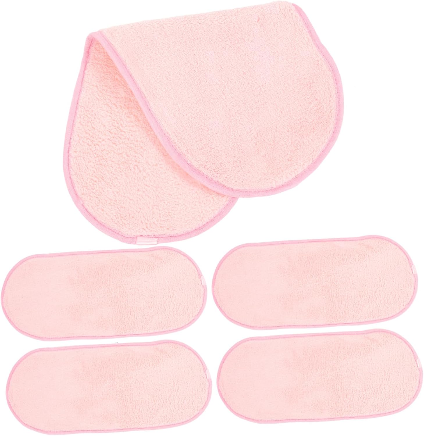 PAMINGONO 5Pcs Coral Fleece Face Towels Portable Makeup Remover Cloths Reusable Washable Face Wash Cloths for Travel Outdoor Camping in Pink image number 5