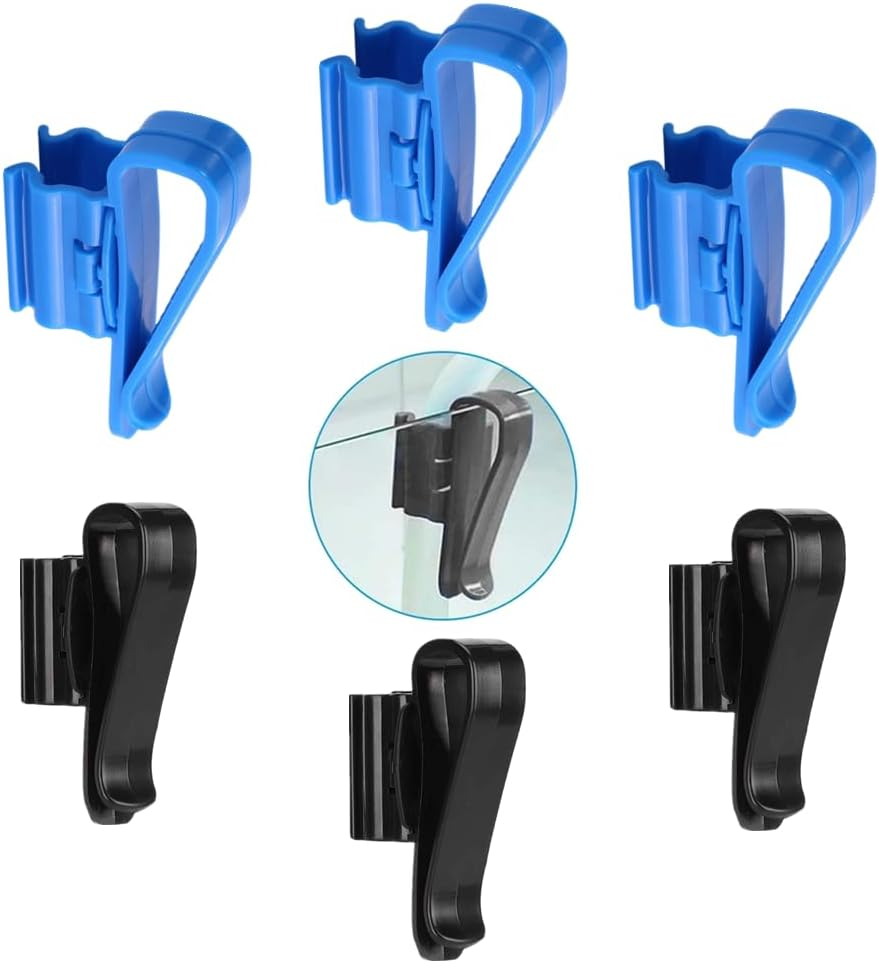 YTRUOYI 6 PCS Fish Tank Hose Holder Adjustable Fish Tank Water Clip Fish Tank Water Pipe Clamp Fish Tank Mounting Clip for Fish Tank and Aquarium(Fit for 8Mm to 16Mm Hoses,Black,Blue)