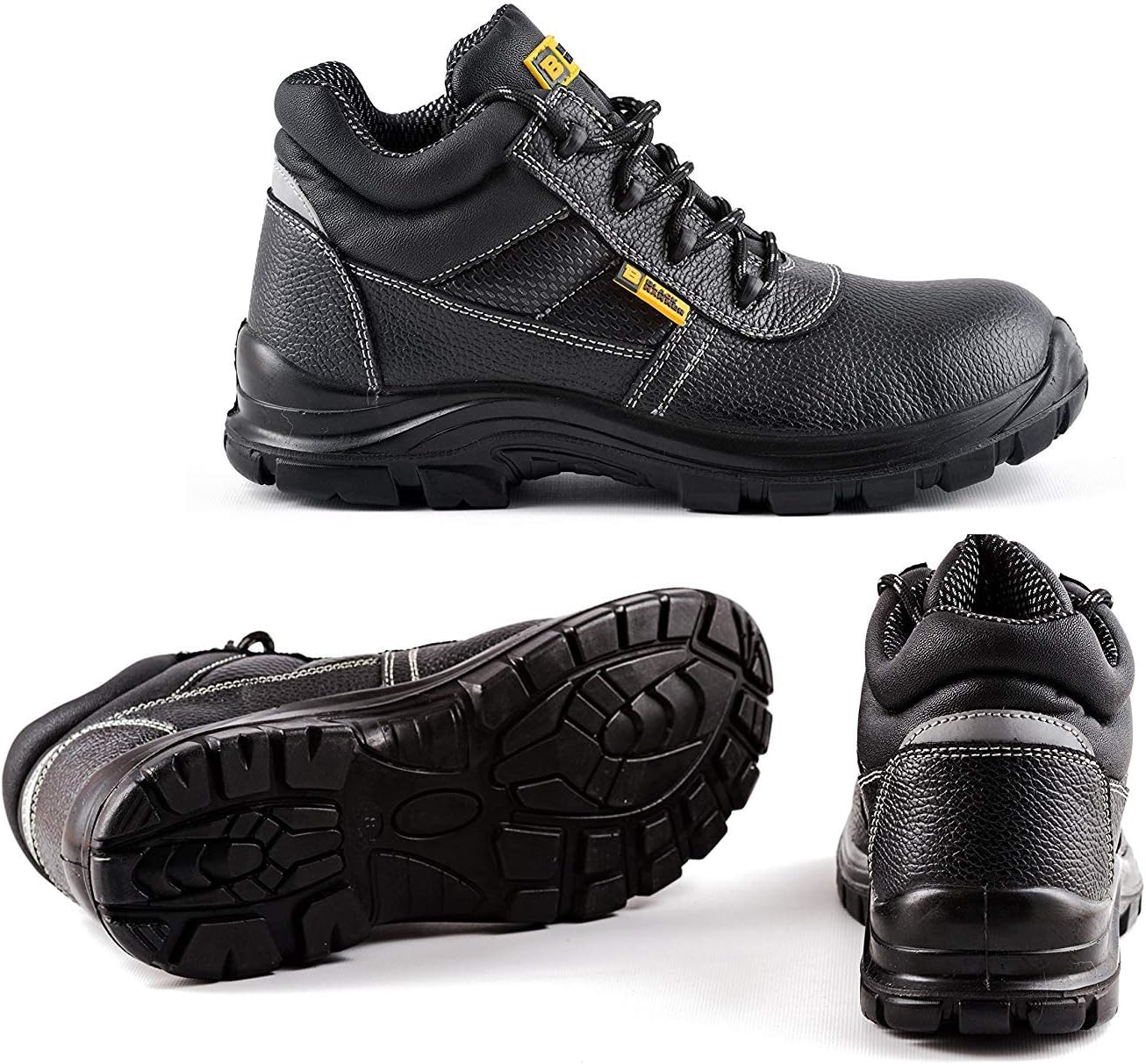 Black Hammer Mens Safety Boots Work Waterproof Shoes Leather Steel Toe Cap Working Ankle Lightweight Footwear S3 SRC 1007 Black image number 1