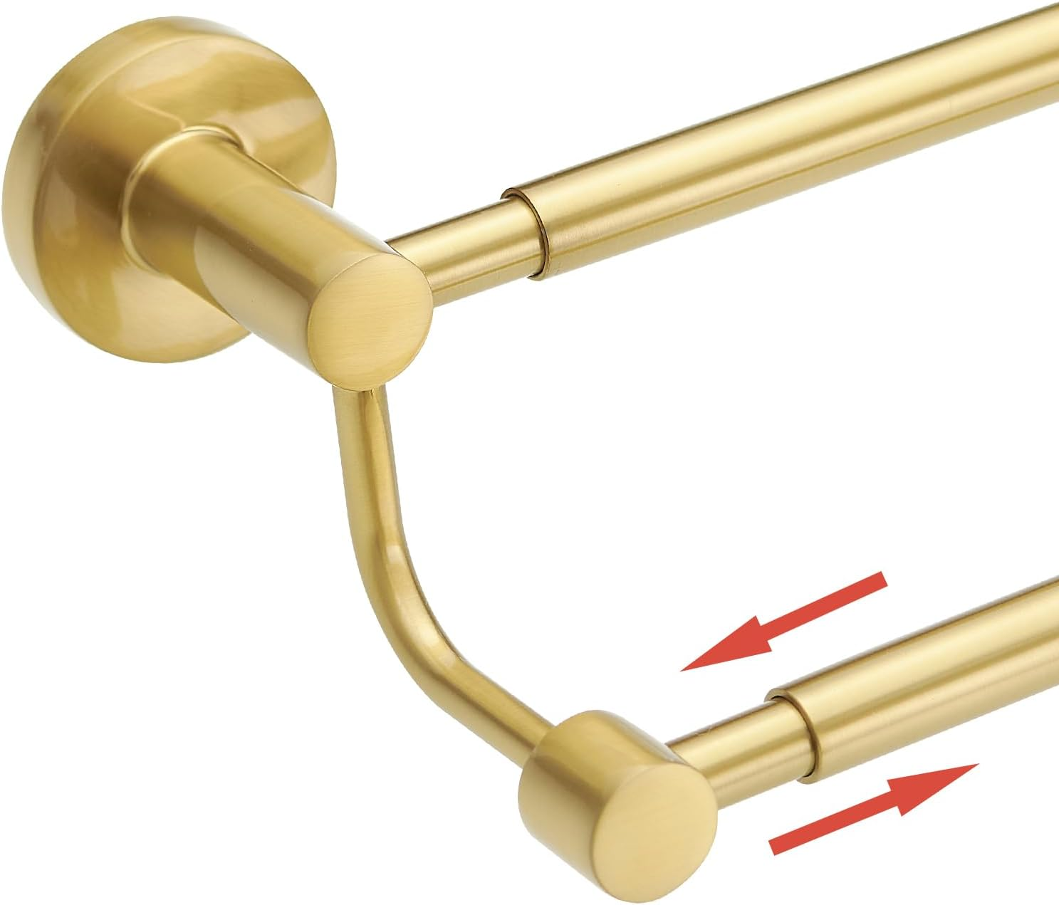 Besy Adjustable 16-26 Inches Double Bath Towel Bar for Bathroom SUS304 Stainless Steel Towel Holder, Hotel Style Wall Mount with Screws Hand Towel Bar，Towel Rack Rod Hanger, Brushed Gold Finish