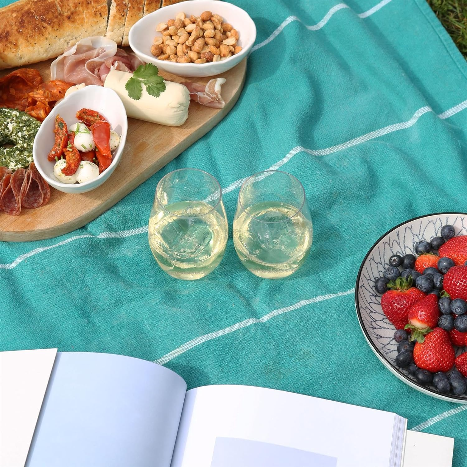 Argon Tableware Reusable Plastic Glasses - 480Ml - Pack of 12 - Stemless Wine Glasses - Clear Cocktail Champagne Tumbler Drinking Cups for Garden, Parties, Weddings, BBQ and Picnic image number 6