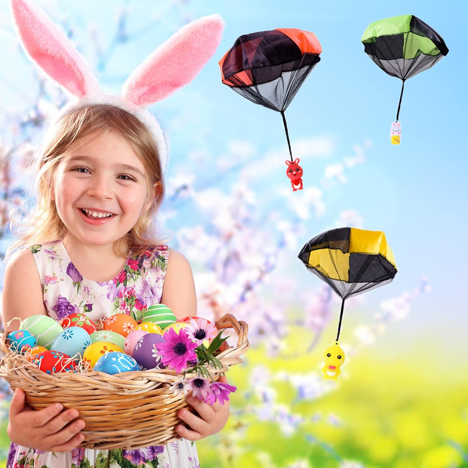 BEIGUO 6 Pack Easter Egg with Parachute Toy for Kids Girls Boys Easter Basket Stuffers Gifts image number 2