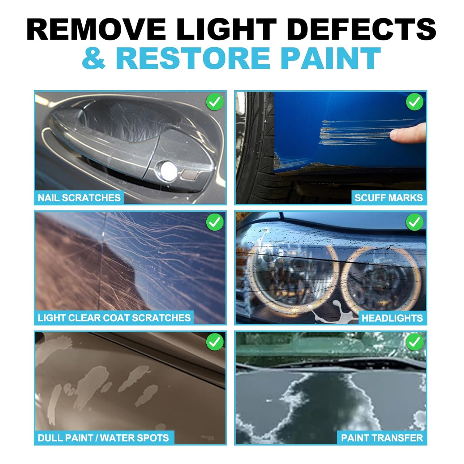 Professional Car Scratch Remover & Polish Wax Kit - Ultimate Paint Restorer with Headlight Restoration | Light Scratch Repair for Vehicles, Removes Swirls & Water Spots with Polisher Sponge image number 5