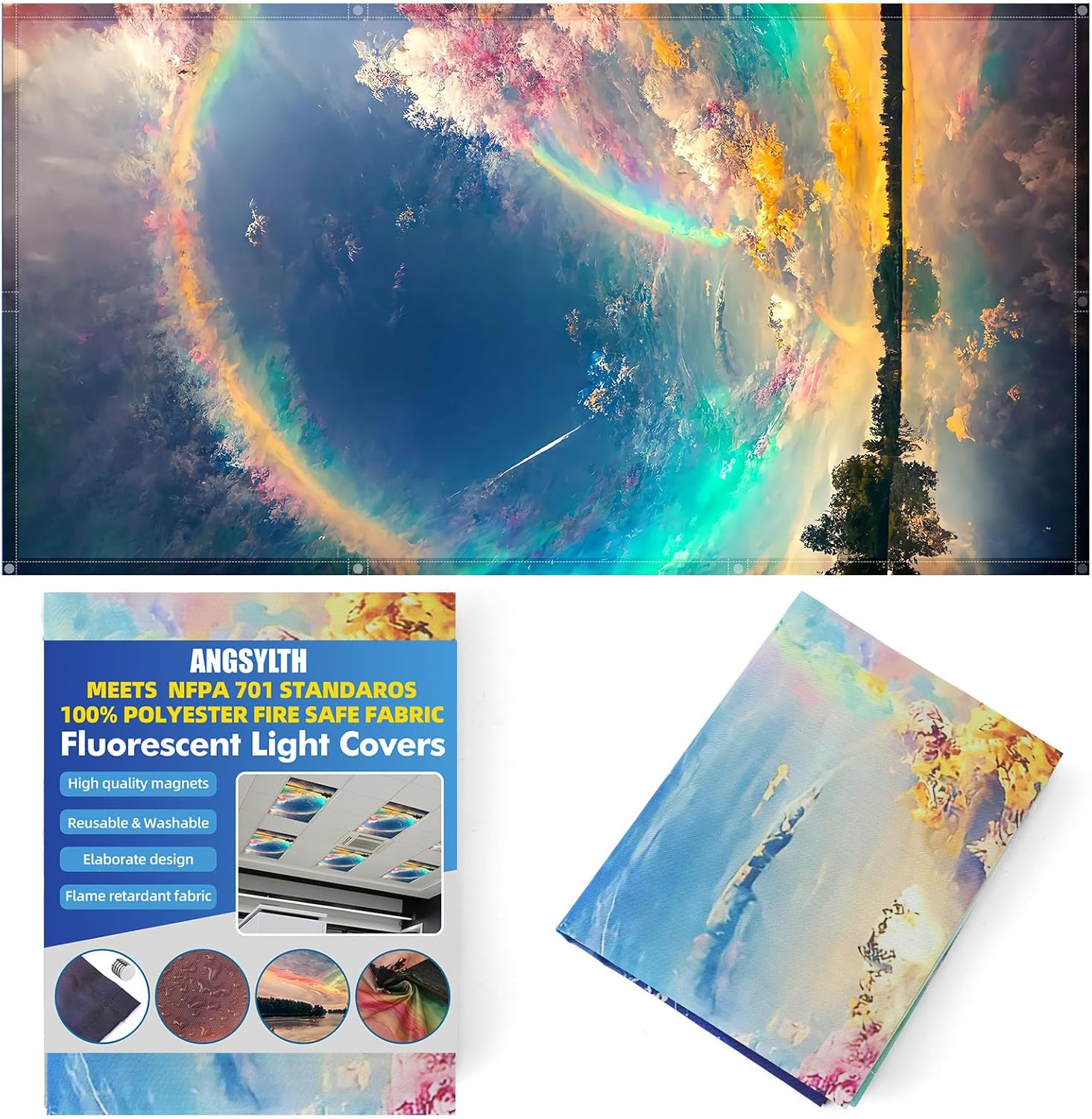 ANGSYLTH Fluorescent Light Covers - 4 X 2 Feet Covers for Ceiling Lights, Magnetic Light Filters for Classroom, Office, Hospitals, Home (Warm Yellow)