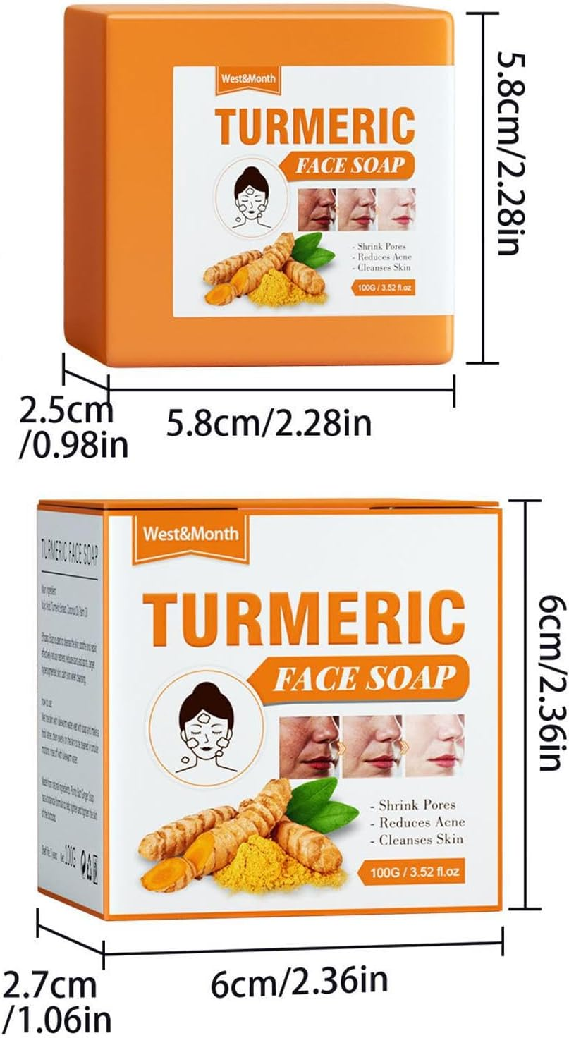 Turmeric Face Soap, Turmeric Soap for Face, Turmeric Face Soap Turmeric Soap Bar for Cleansing Face, Body to Cleanse Skin Bath Soap Hamil image number 3