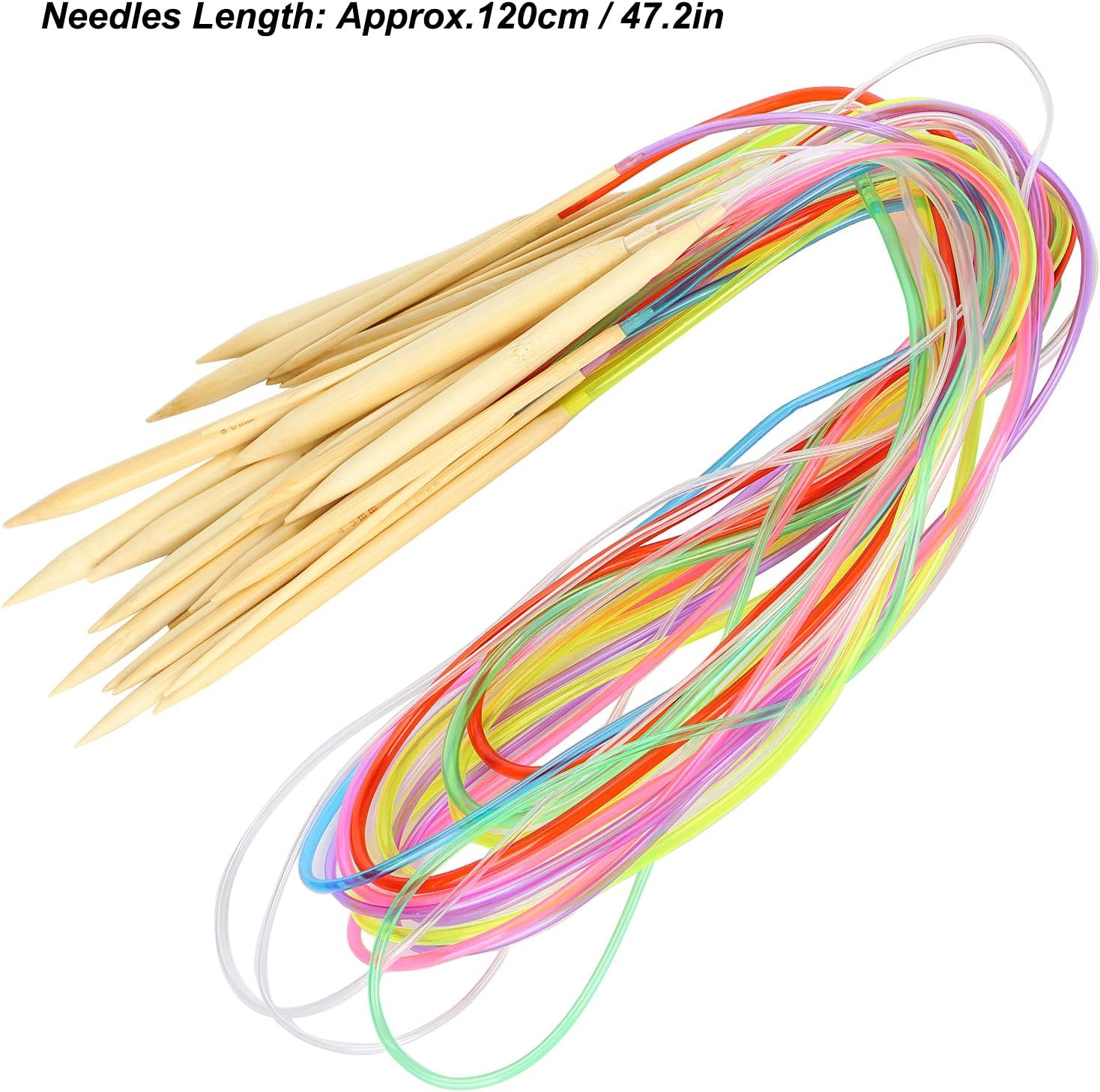 Knitting Needles Set, 18Pcs Circular Needle Bamboo for Knitting Scarves for Sweaters(120Cm+Accessories Bag) image number 2