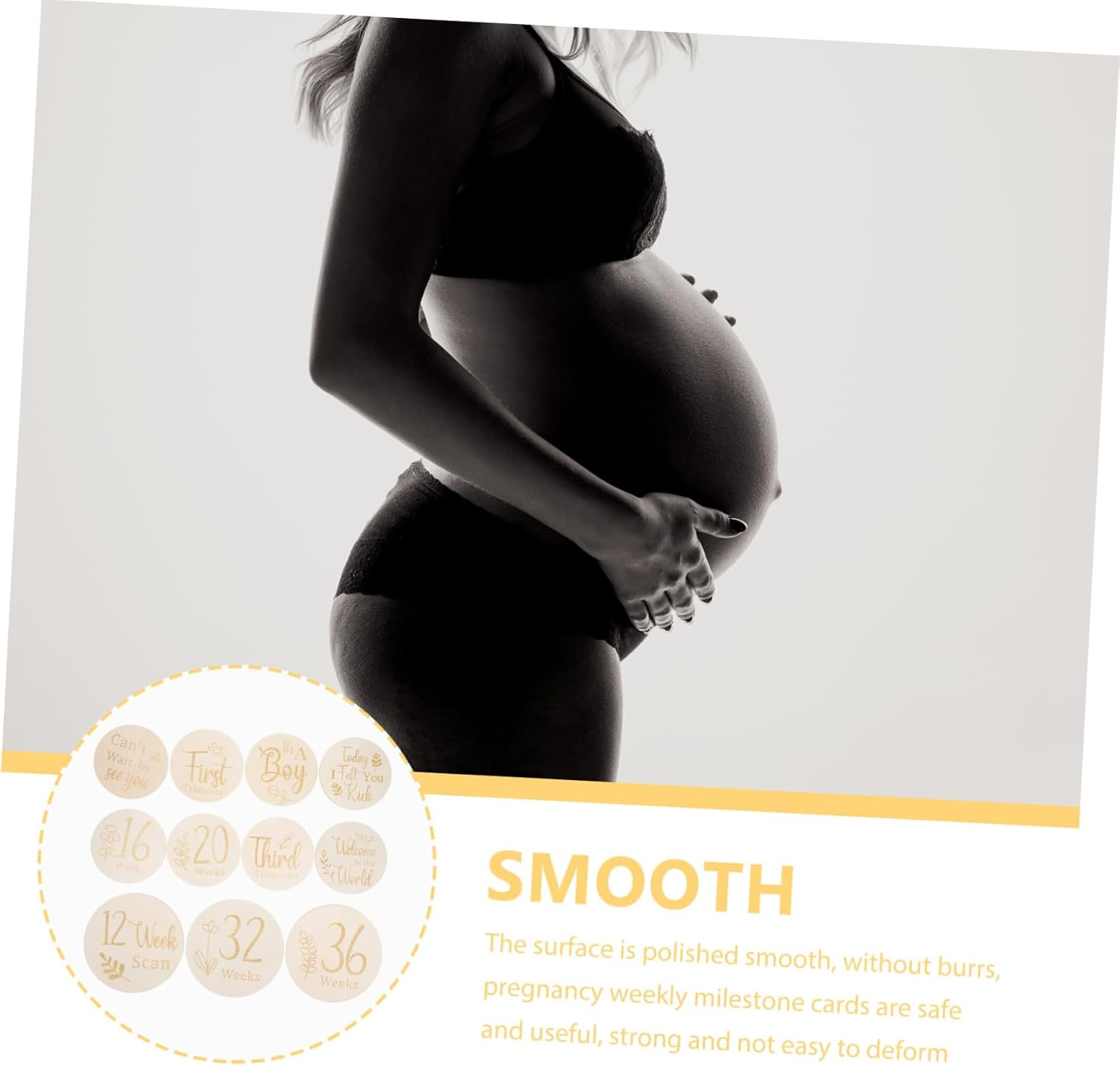 11Pcs Double Sided Wooden Pregnancy Journey Weekly Milestone Discs for Expecting Mothers Baby Weekly Milestone Signs Photo Props Newborn Tracking Set image number 4