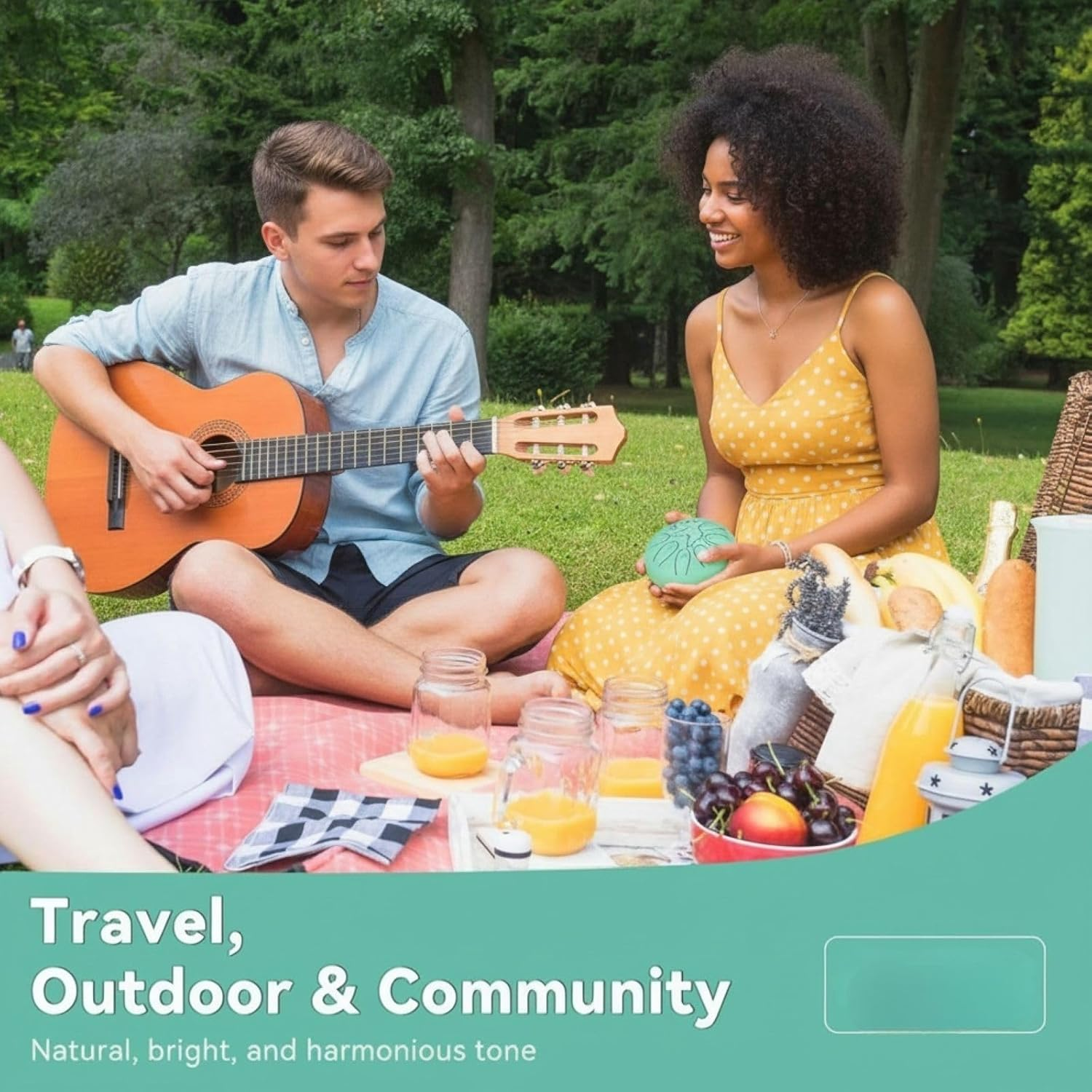 Musical Instruments Rain Drum - 7.09-Inch 11-Tone, Steel Tongue Drum Music Kit（Green）