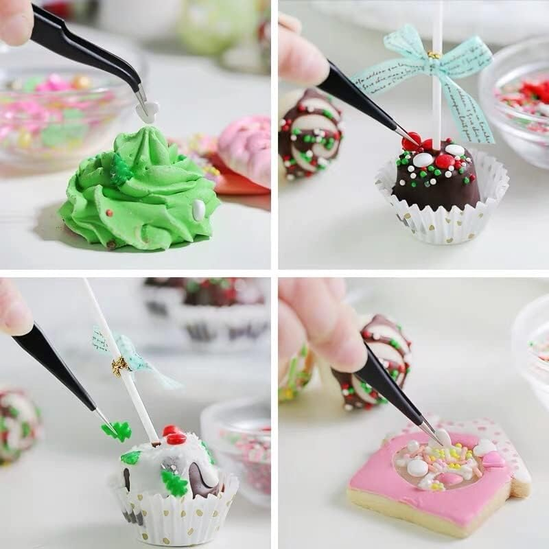 Eyelash Tweezers -Precision Eyelash Extension Tweezers Set - Professional Straight & Curved Pointed Very Fine Tip Tweezers for Lash Extensions - Black - 2Pcs (Black, Set of 2) image number 2